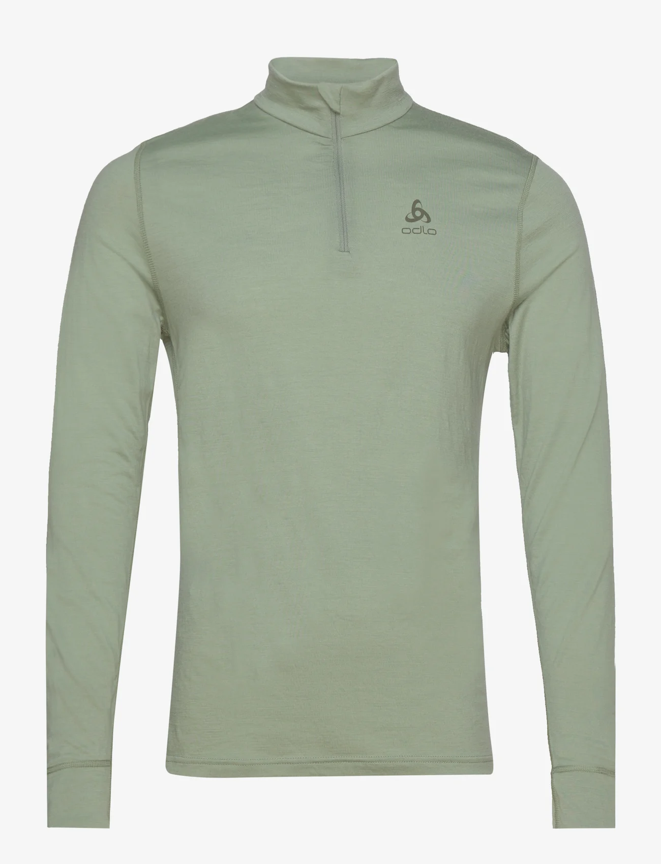 Odlo - ODLO M BL TOP turtle neck l/s half zip MERINO 200 - matte green - 0