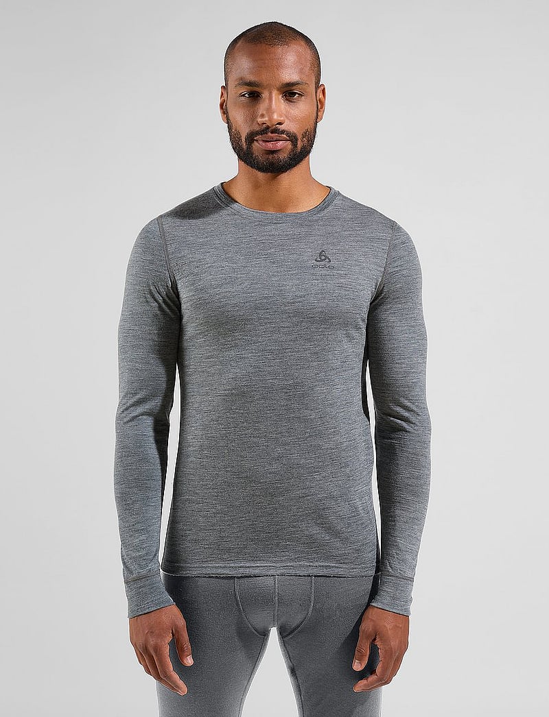 Odlo - Odlo Merino 200 Bl Top Crew Neck L/S - underställströjor - odlo steel grey melange - 0