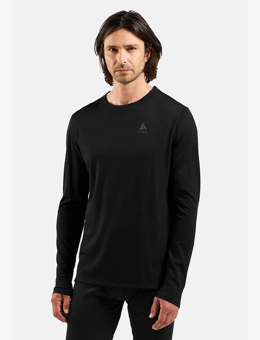 Odlo - BL TOP crew neck l/s MERINO 160 - funktionsunterwäsche - oberteile - black - 0