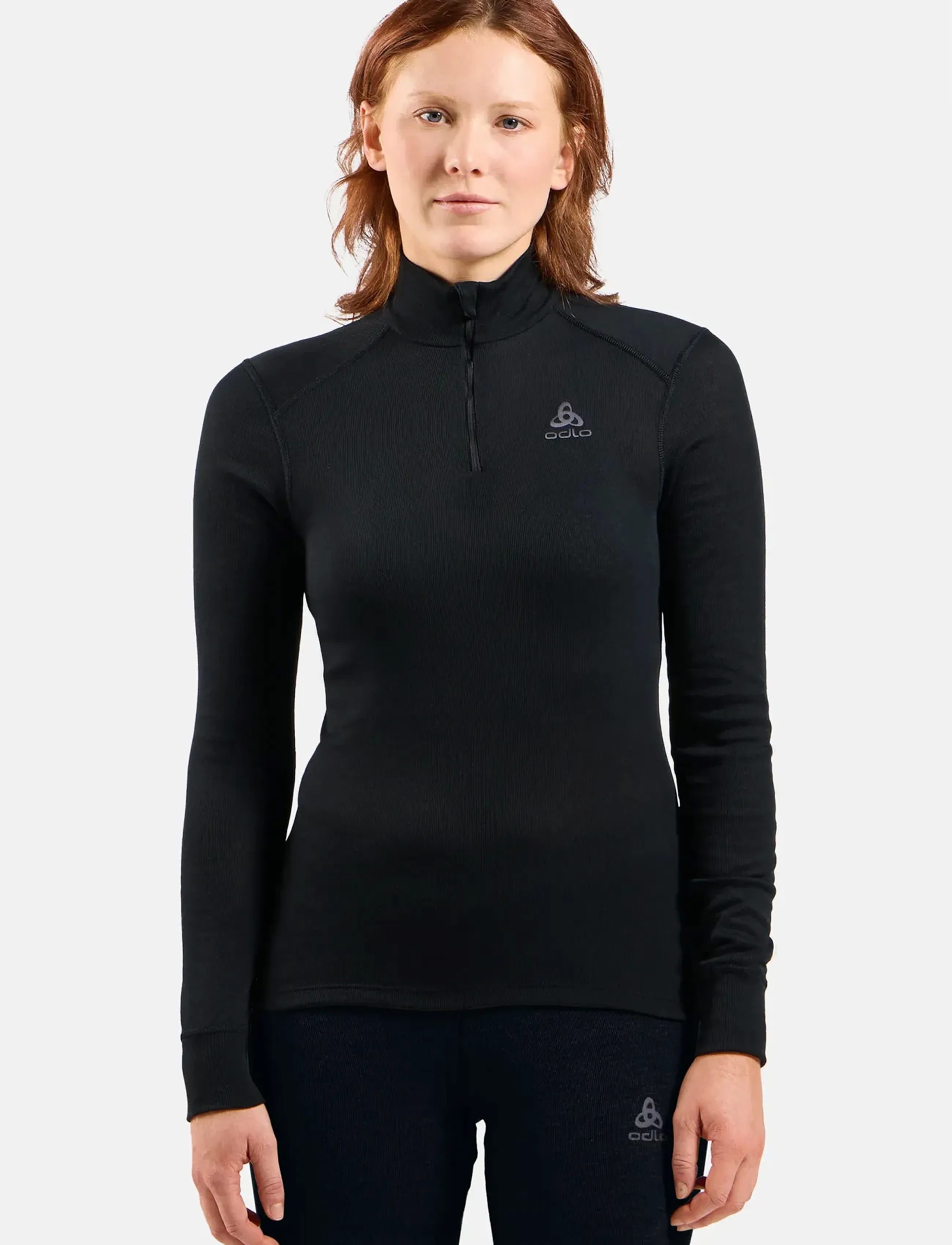 Odlo Active Warm Bl Top Turtle Neck L/S Half Zip, Kvinder, Langærmet Halv Lynlås Rullekrave Baselayer, Sort, Str: XS