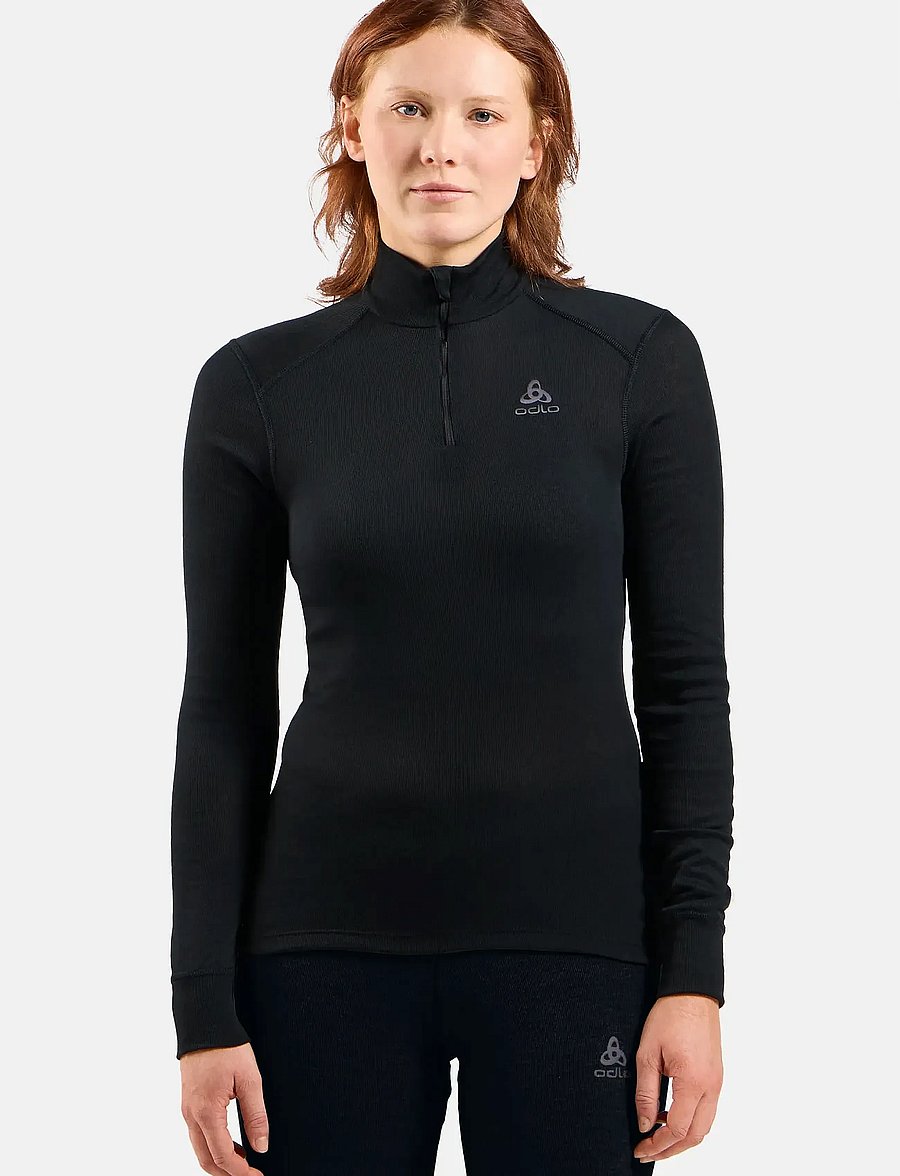 Odlo - Odlo Active Warm Bl Top Turtle Neck L/S Half Zip - superundertøy & ullundertøy overdeler - black - 0