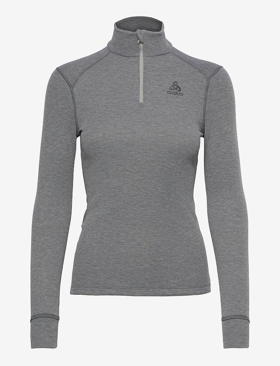 Odlo - Odlo Active Warm Bl Top Turtle Neck L/S Half Zip - underställströjor - odlo steel grey melange - 0