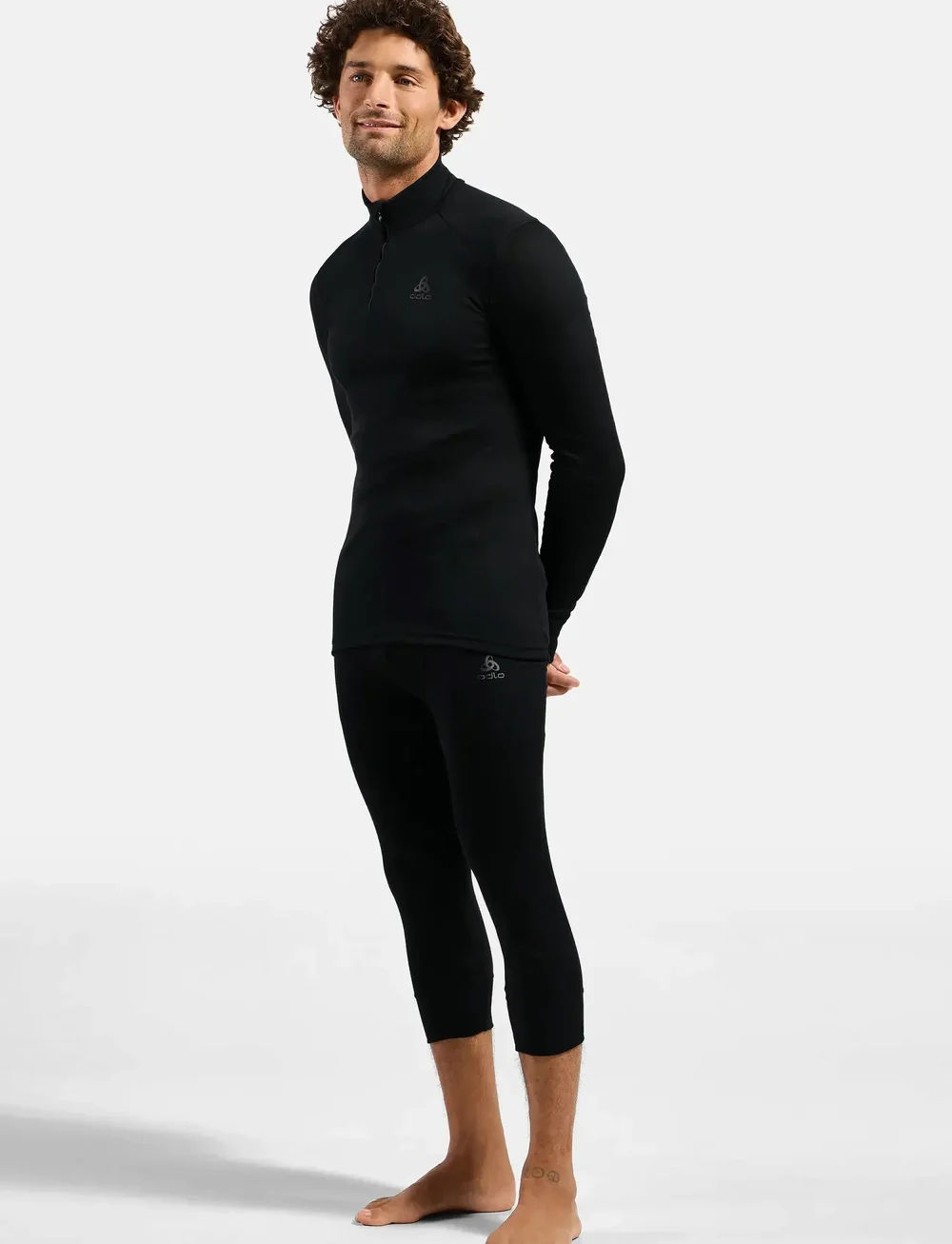Odlo - Odlo Active Warm Bl Top Turtle Neck L/S Half Zip - underställströjor - black - 5