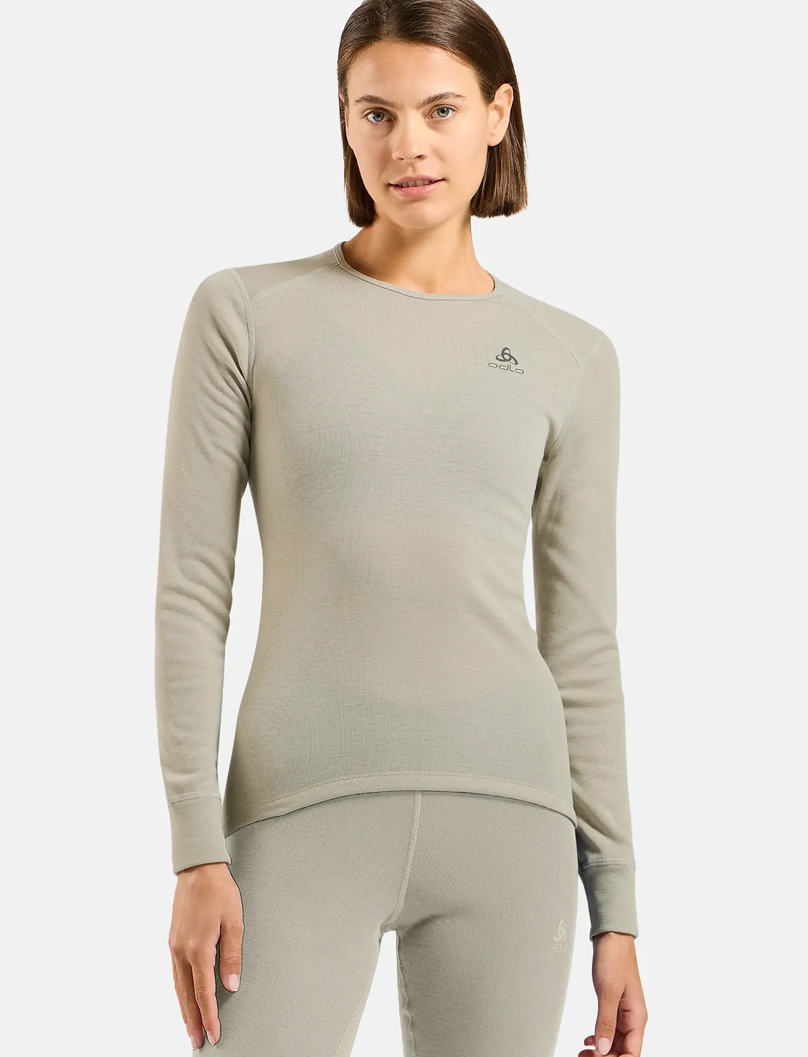 Odlo Active Warm Bl Top Crew Neck L/S, XL, Oberteile, Grau - Base Layer Frauen