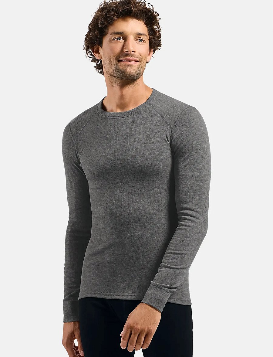 Odlo - BL TOP crew neck l/s ACTIVE WARM - base layer tops - odlo steel grey melange - 0