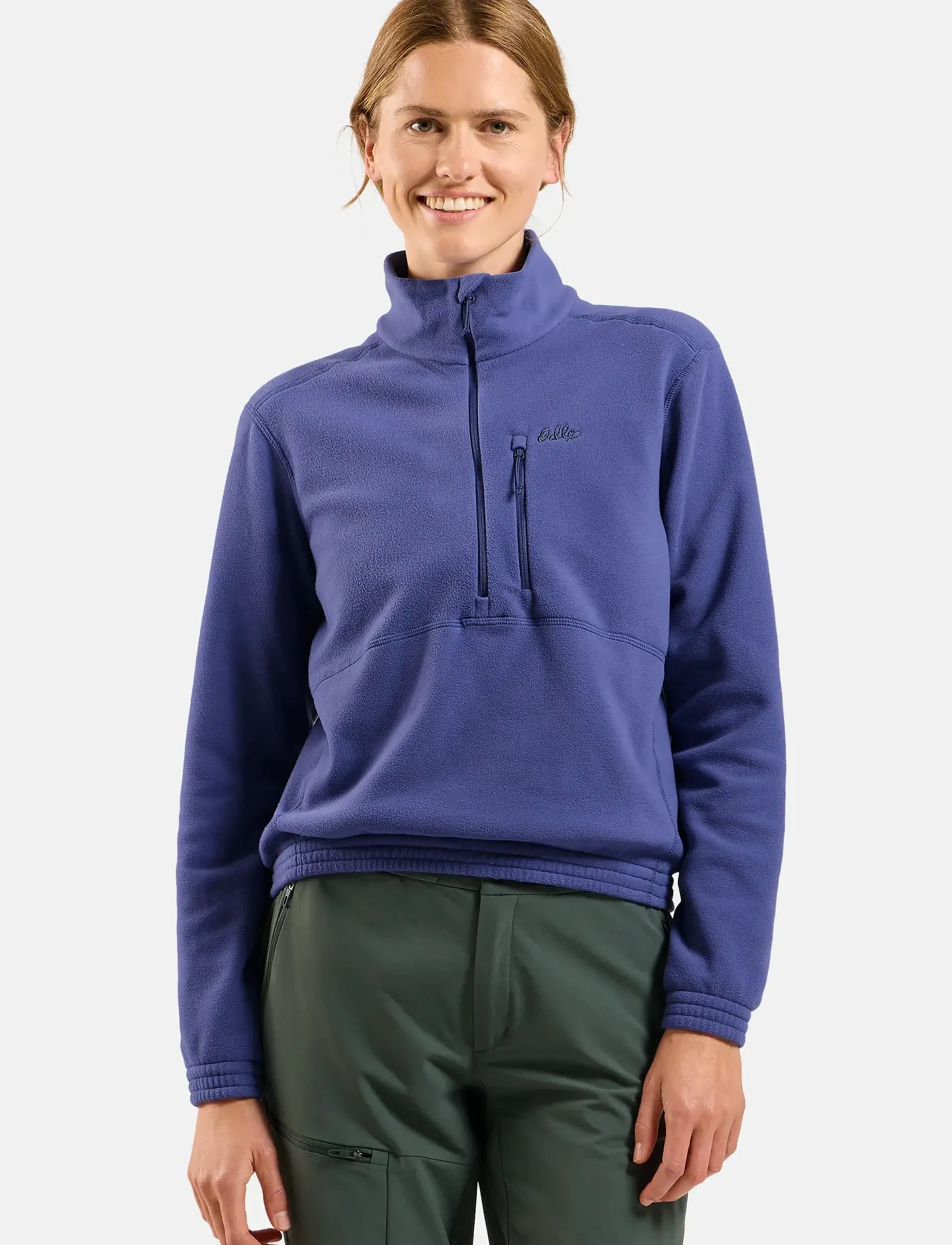 Odlo Classic Mid Layer 1/2 Zip, Kvinder, Halv Lynlås Mellemlag, Lila, Str: M