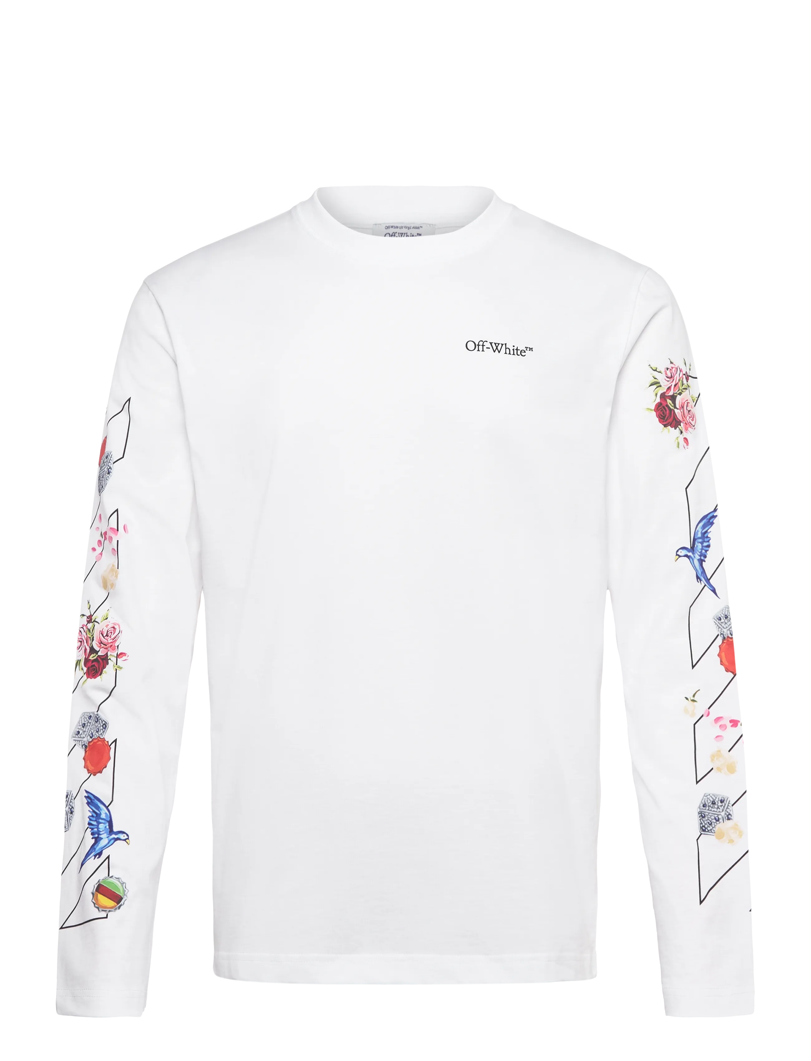 Off-White FRESCO DIAG SKATE L/S TEE - Kleidung - WHITE-BLACK / white