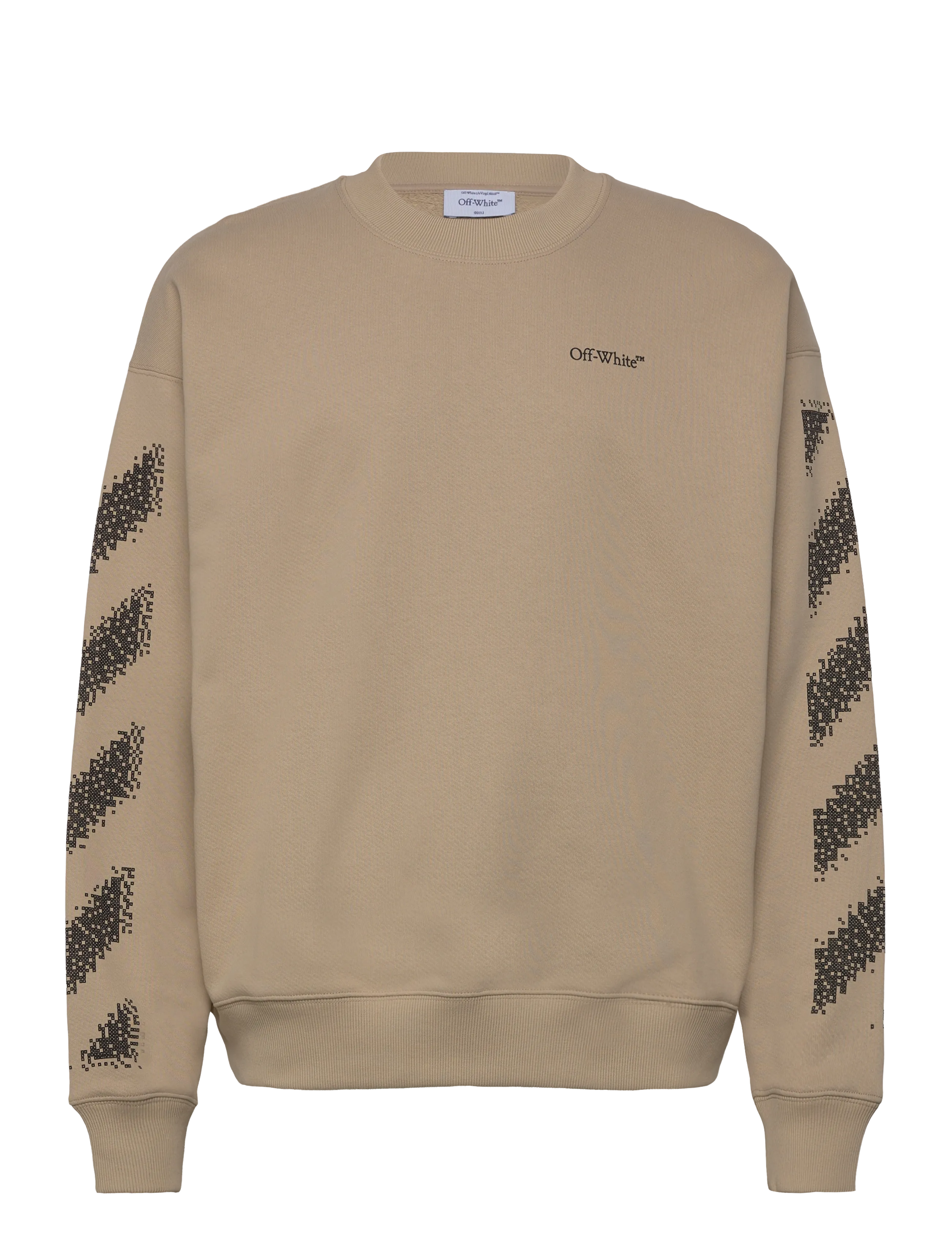 Off-White PIXEL DIAG SKATE CREWNECK - Kläder - BROWN RICE-BLACK / beige