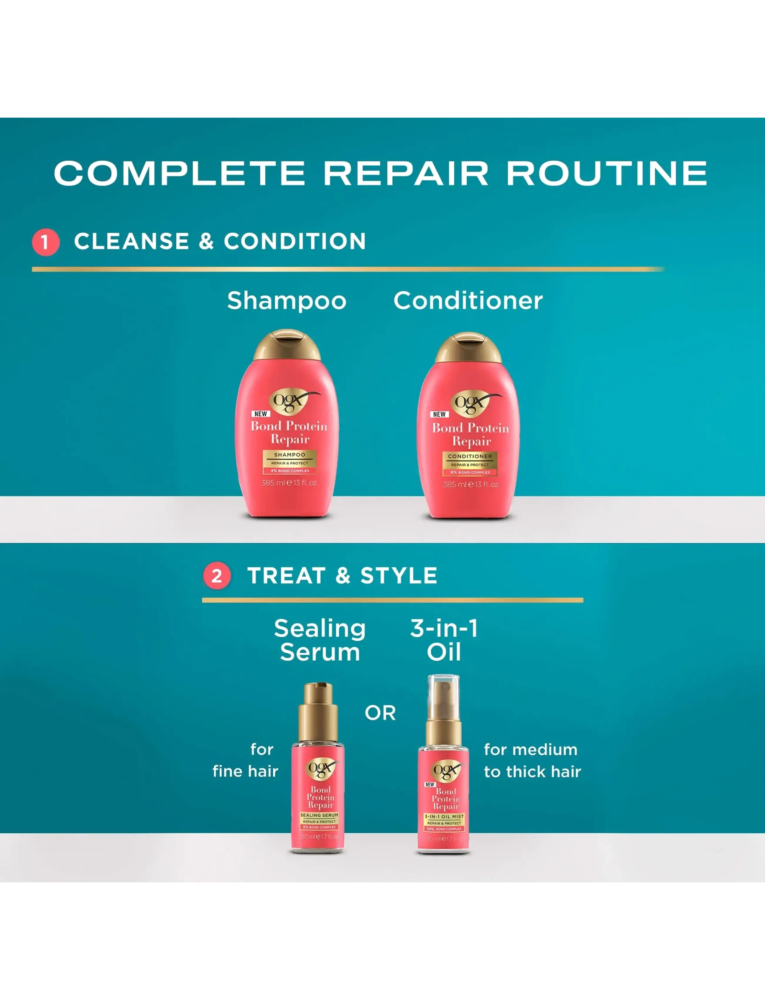 Ogx - Bond Repair Shampoo 385 ml - Šampūni - clear - 3