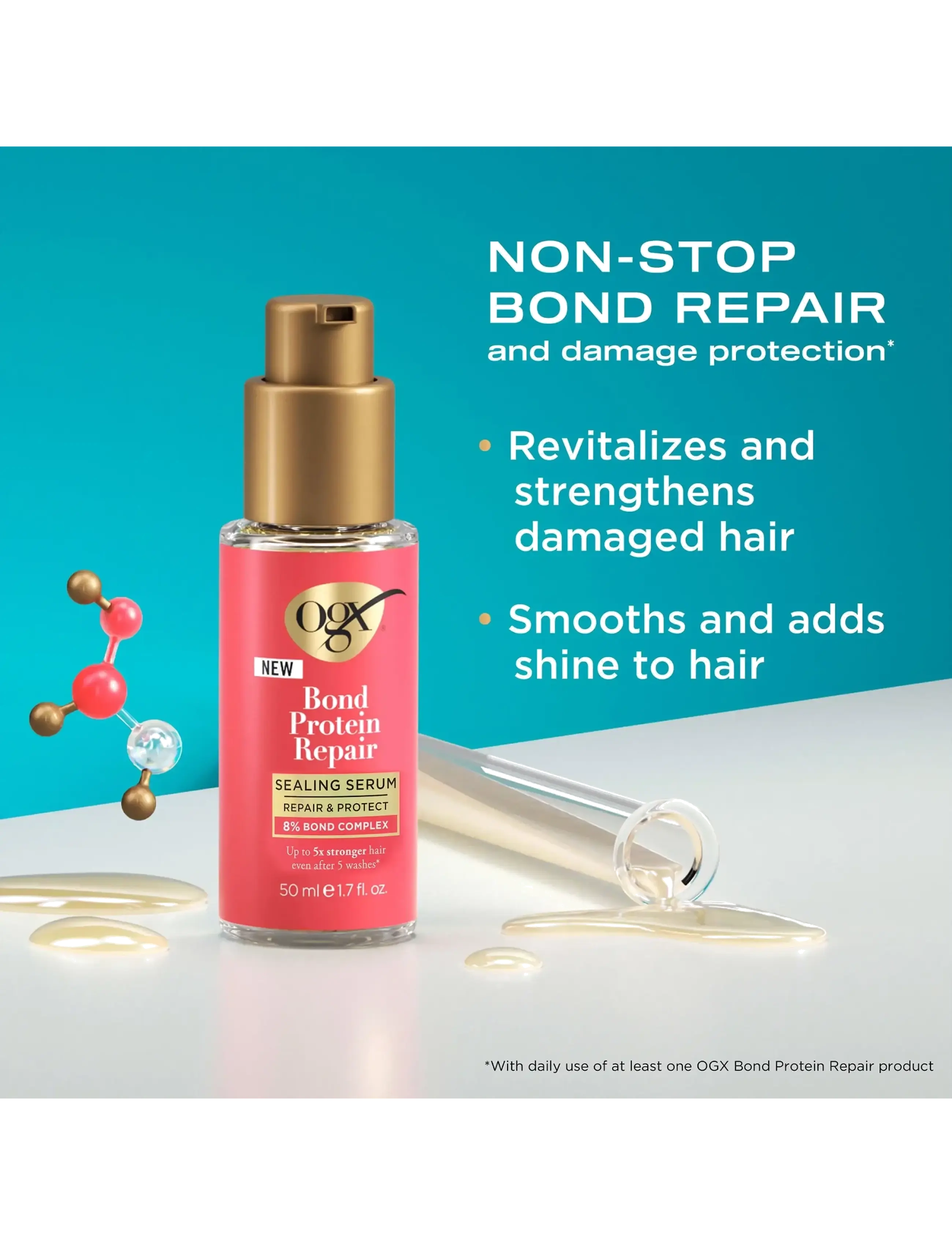 Ogx Bond Repair Sealing Serum 50 ml, 50 ml, Pink, Care > Hair Serum, Dame