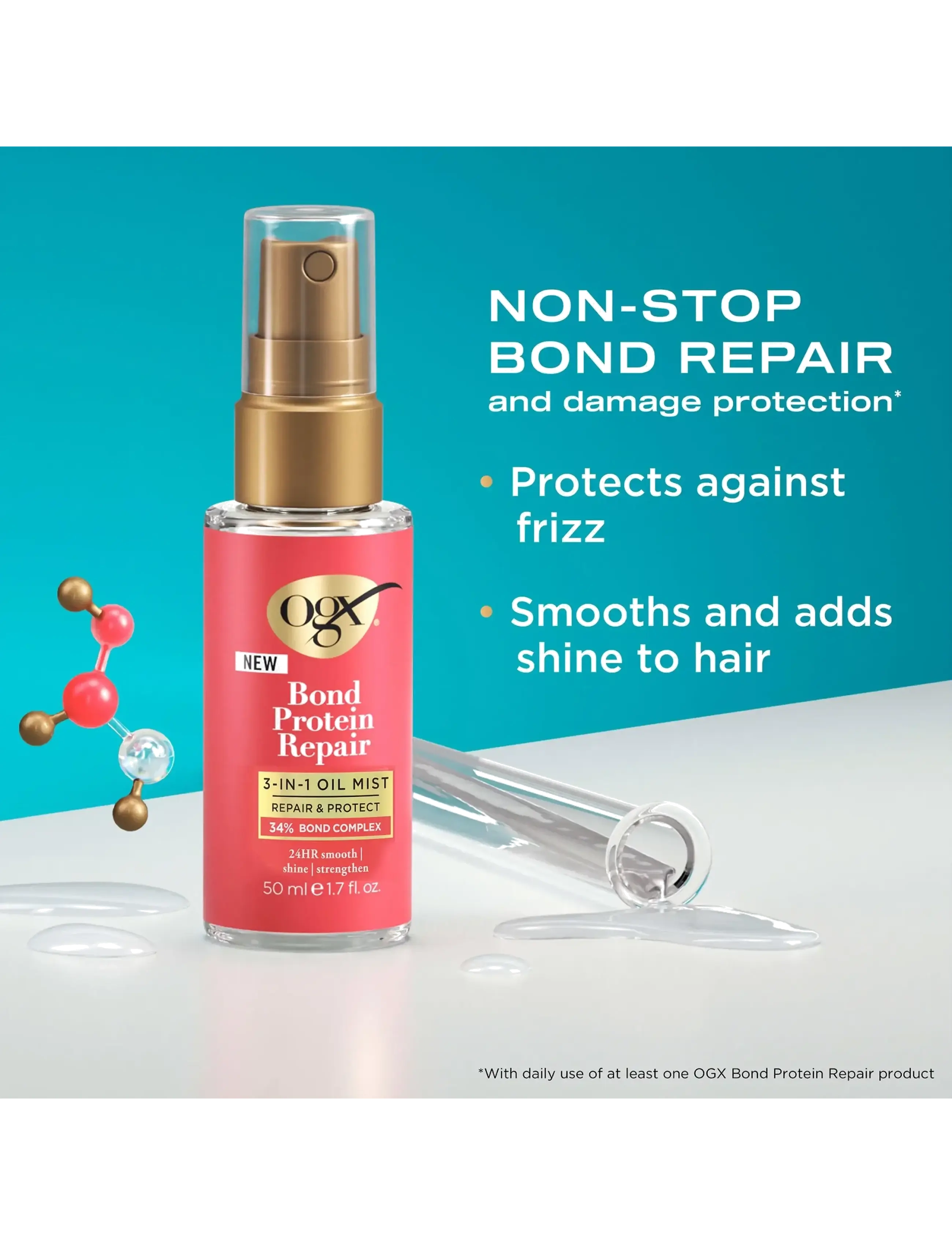 Ogx - Bond Repair 3-in-1 Oil Mist 50 ml - hárolíur - clear - 2