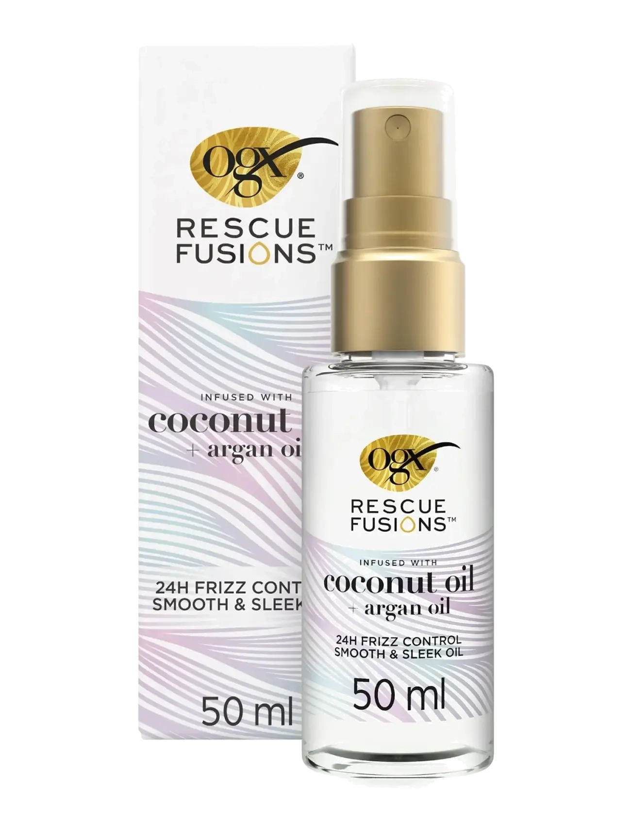 Ogx Rescue Fusions 24hr Frizz Control Smooth and Sleek Oil 50 ml - Hårolier - CLEAR / undefined