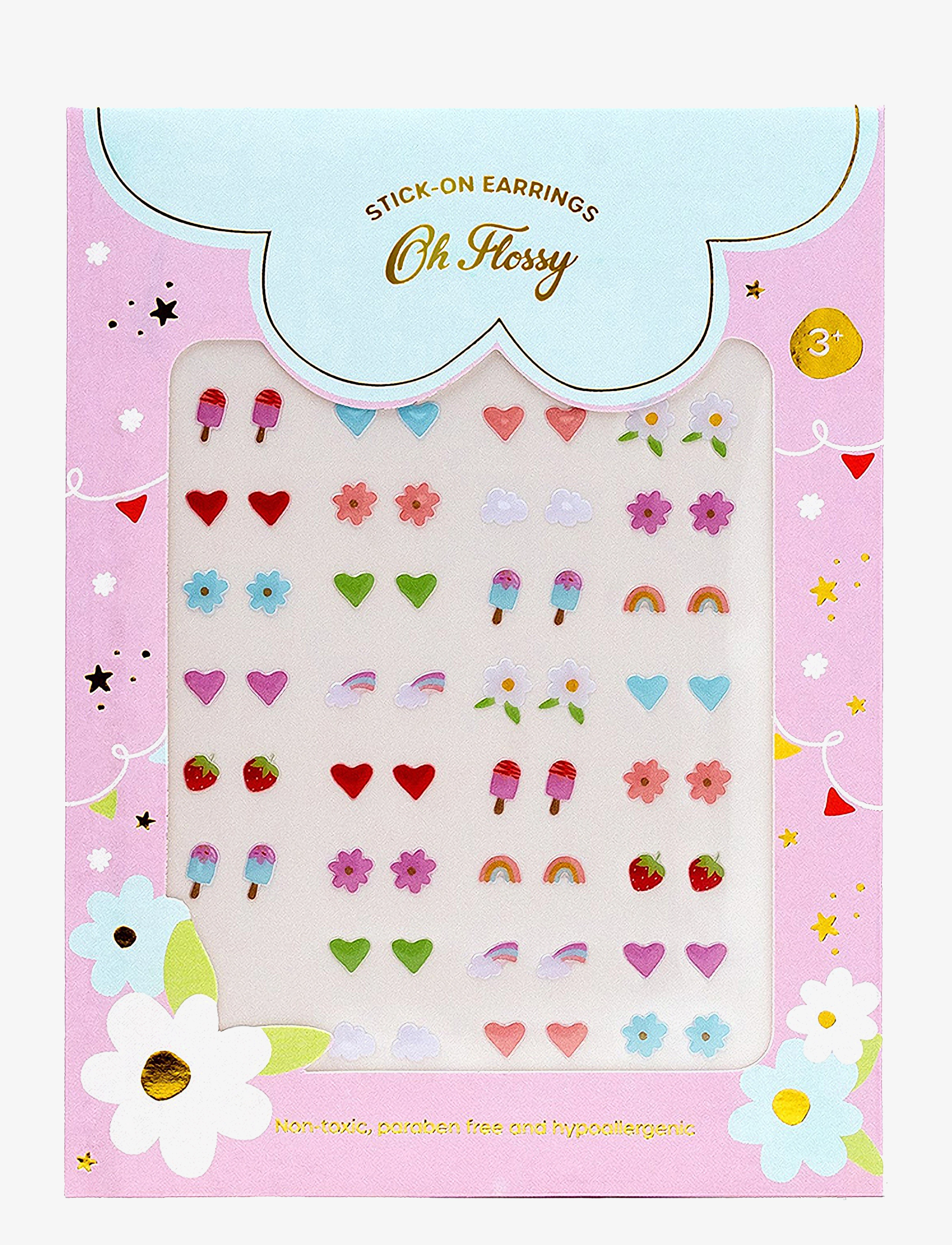 Oh Flossy Stick-On Earrings, 1 SHEET, Multi/patterned, Kids Smykker > Øreringe, Børn
