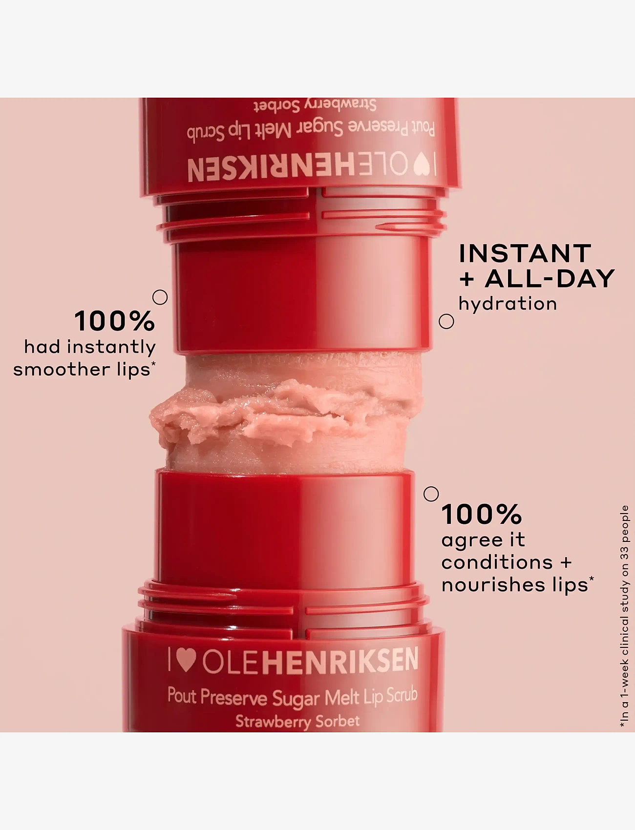 Ole Henriksen - Pout Preserve Sugar Melt Lip Scrub Strawberry Sorbet 4 ml - läppskrubb - clear - 5