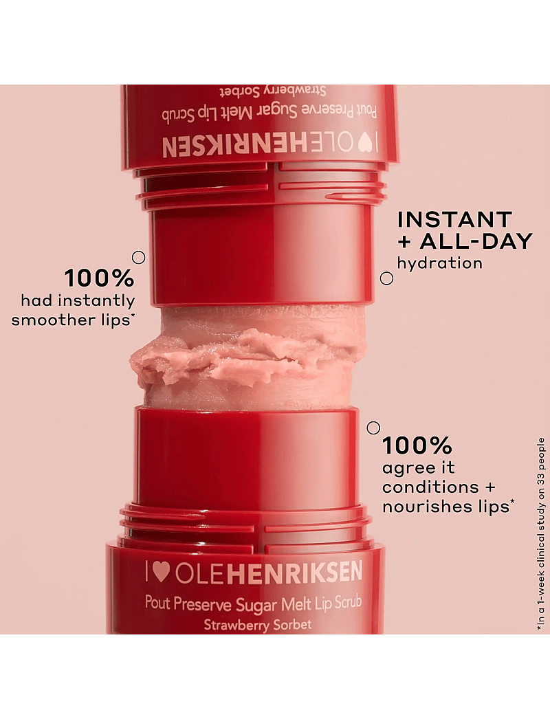 Ole Henriksen - Pout Preserve Sugar Melt Lip Scrub Strawberry Sorbet 4 ml - läppskrubb - clear - 5