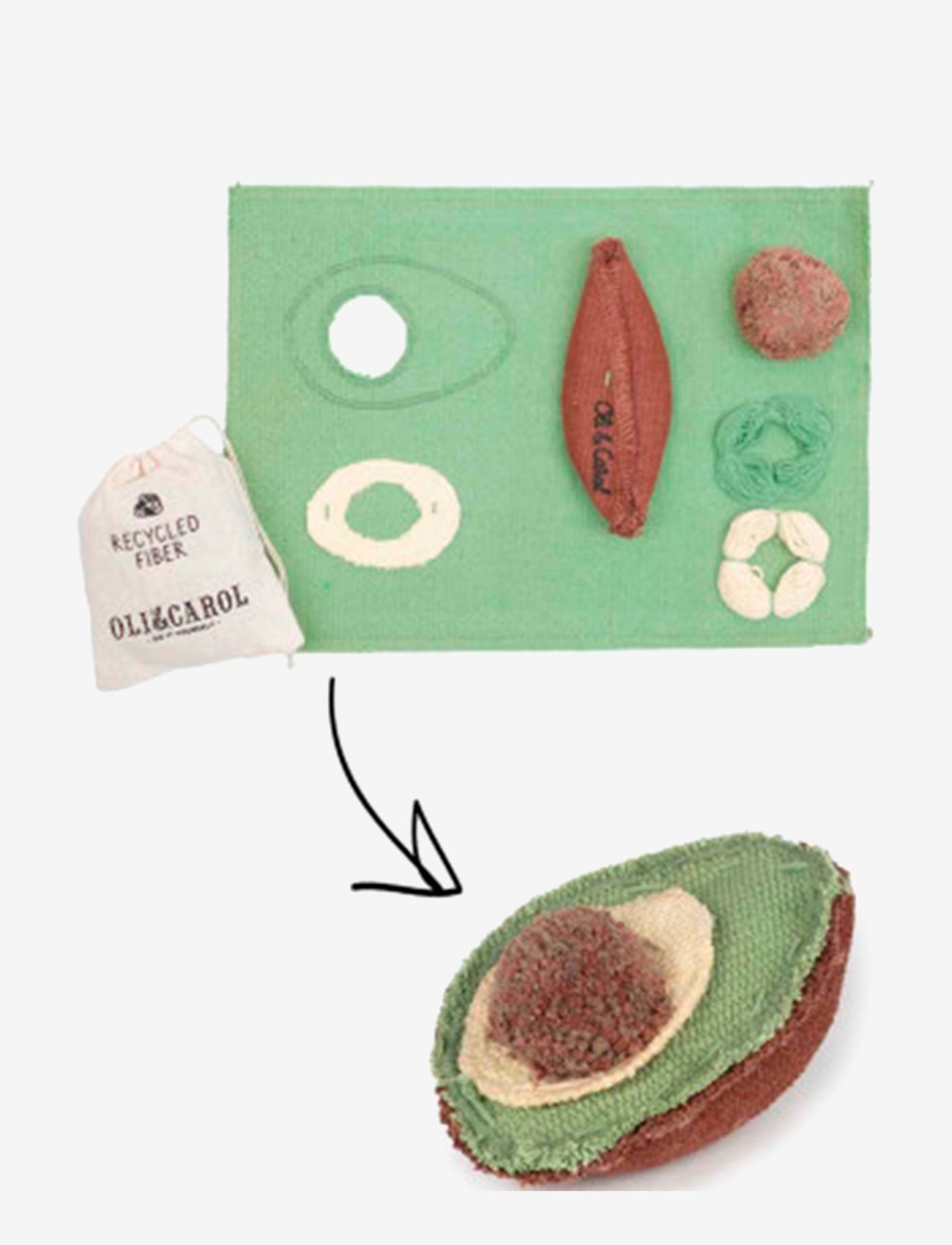 OLI & CAROL - Do It Yourself kit DIY ARNOLD THE AVOCADO - craft sets - green, brown - 2