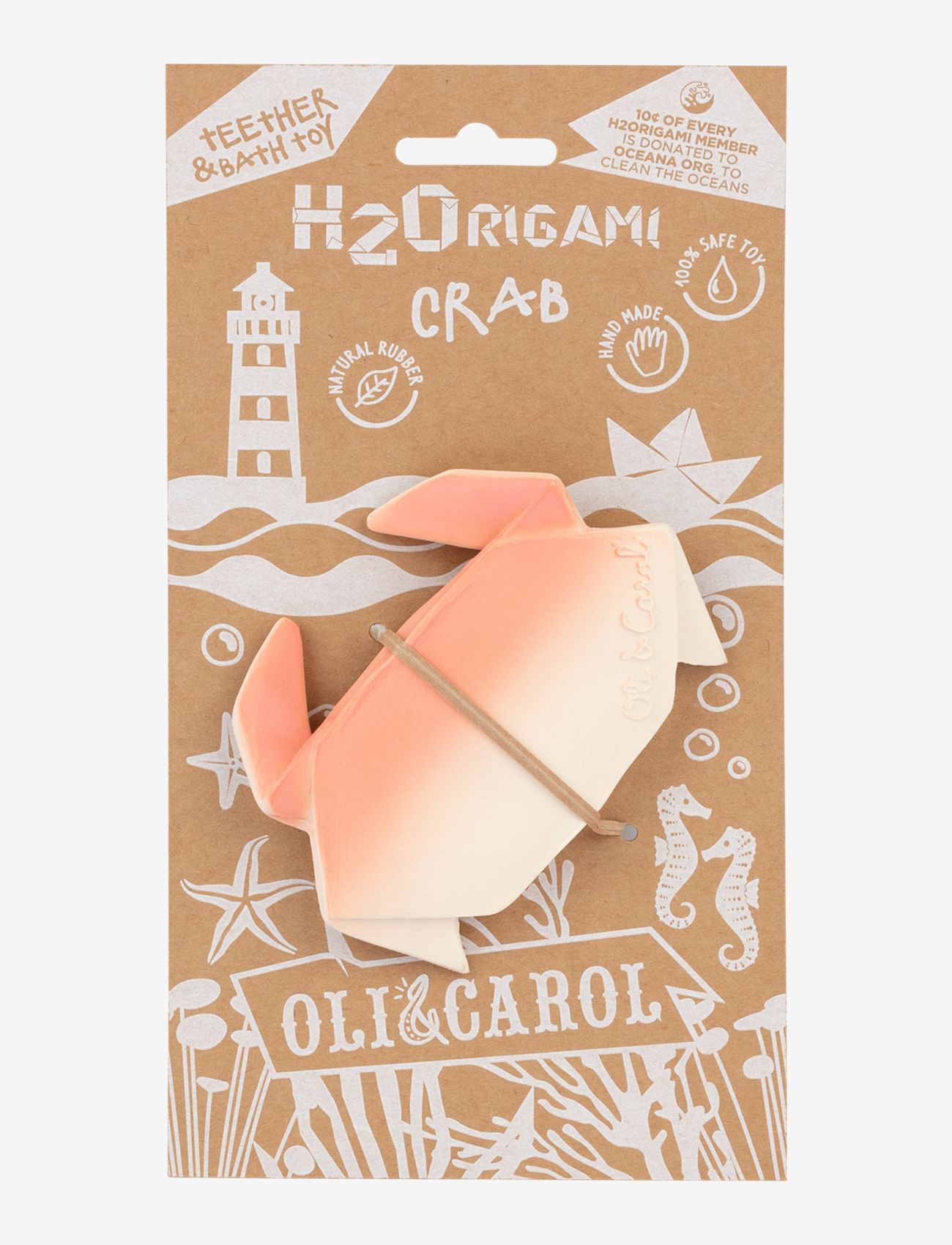 OLI & CAROL - H2ORIGAMI CRAB - bidelegetøj - beige, pink - 2