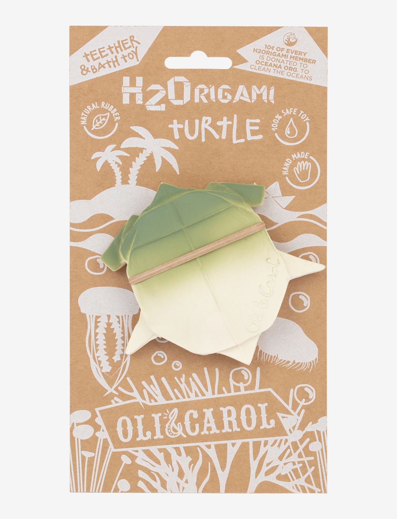 OLI & CAROL - H2ORIGAMI TURTLE - bidelegetøj - beige, green - 2