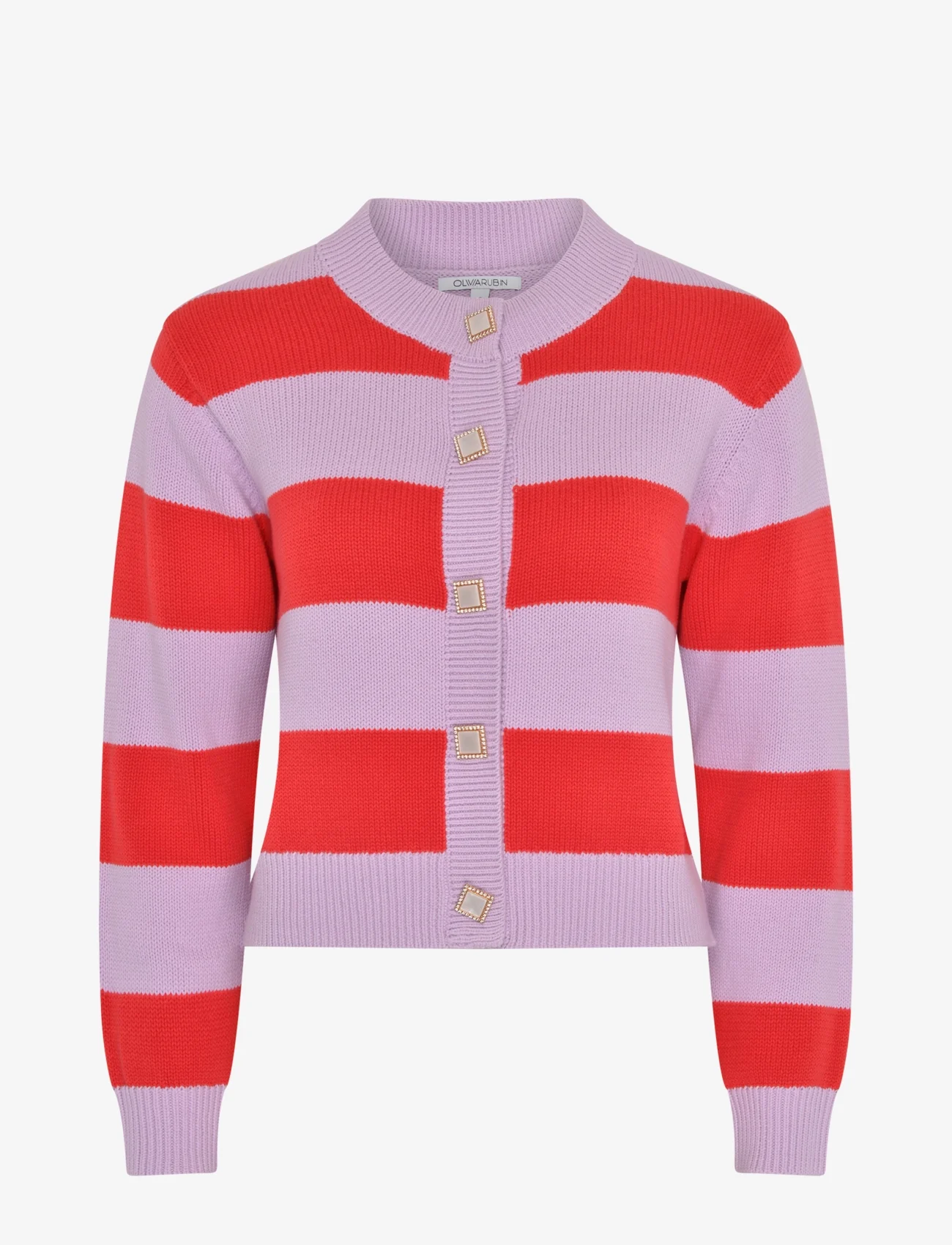 Olivia Rubin - DEE - susegamieji megztiniai - red lilac stripe - 1
