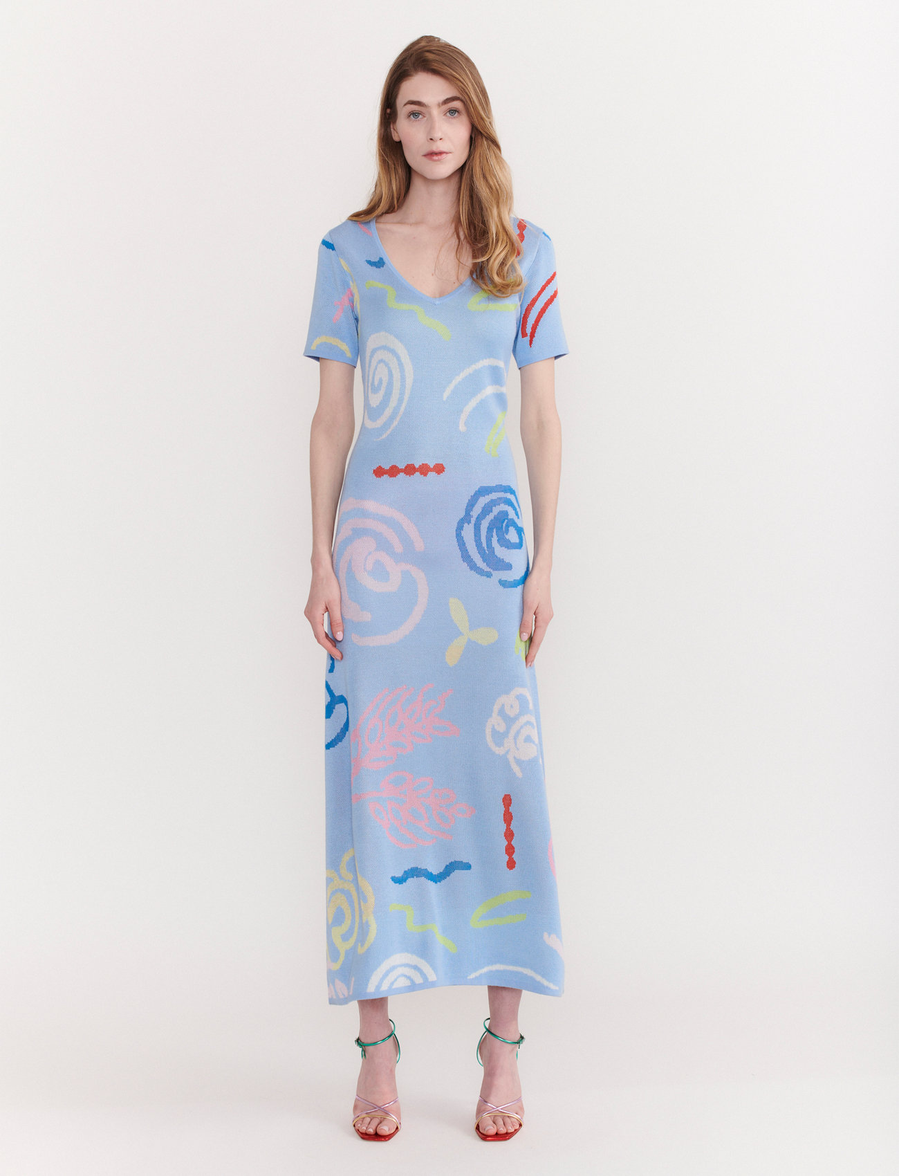 Olivia Rubin - REGAN - adītas kleitas - blue sketchy floral - 1