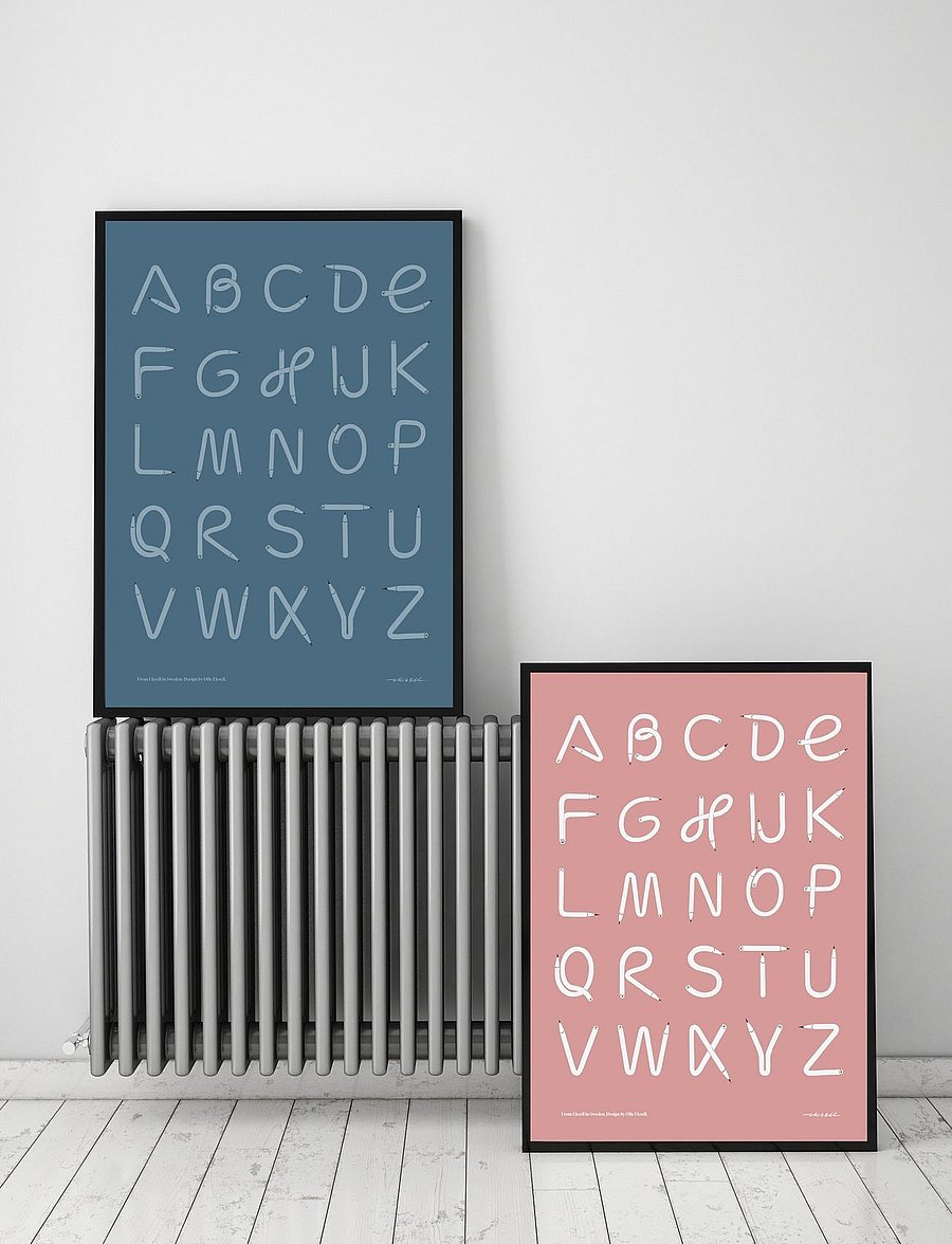 Olle Eksell - A-Z / Blue - kinderposter - multicolour - 1
