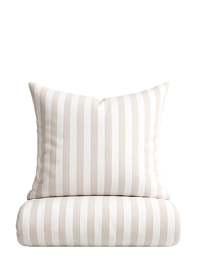 Omhu Organic bedding set - Block stripe - Bettbezüge - SAND/HVID / beige
