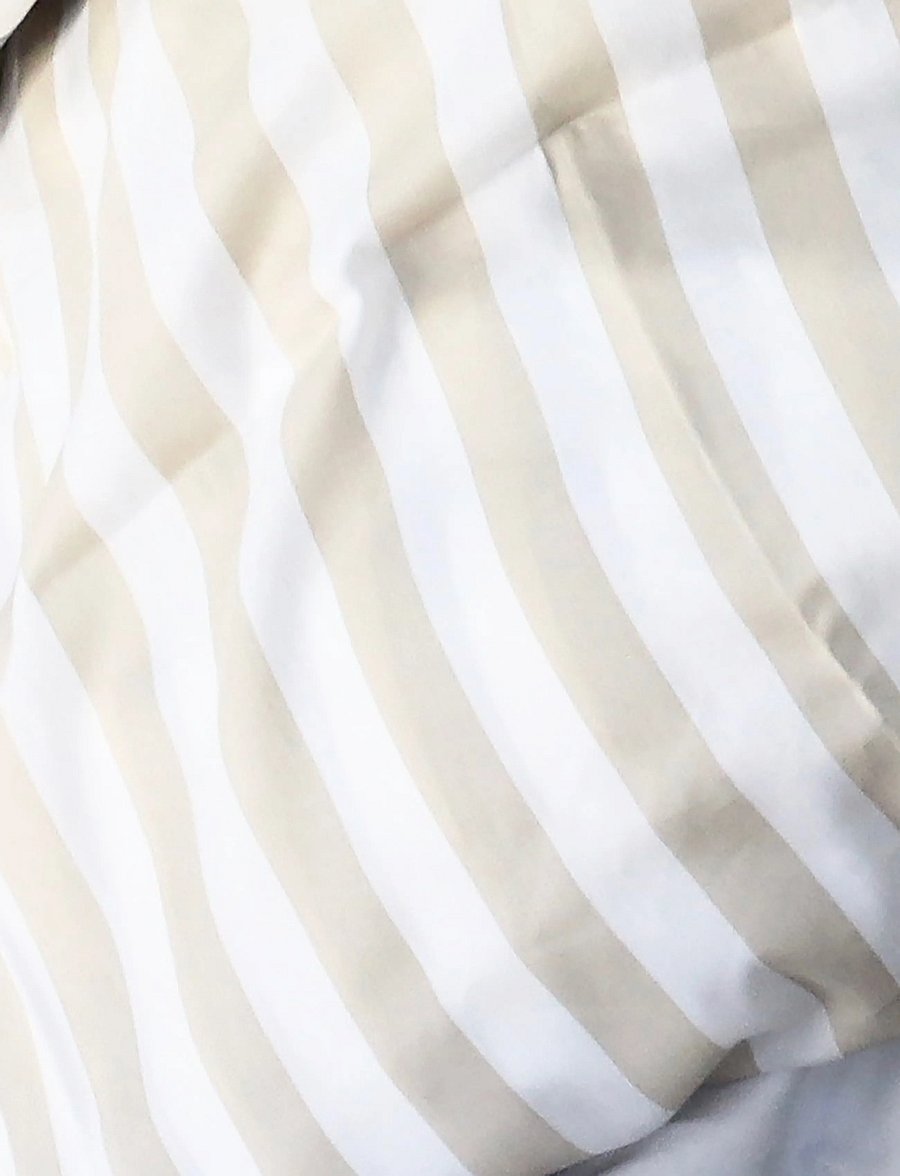 Omhu - Organic bedding set - Block stripe - bettwäsche-set - sand/hvid - 3