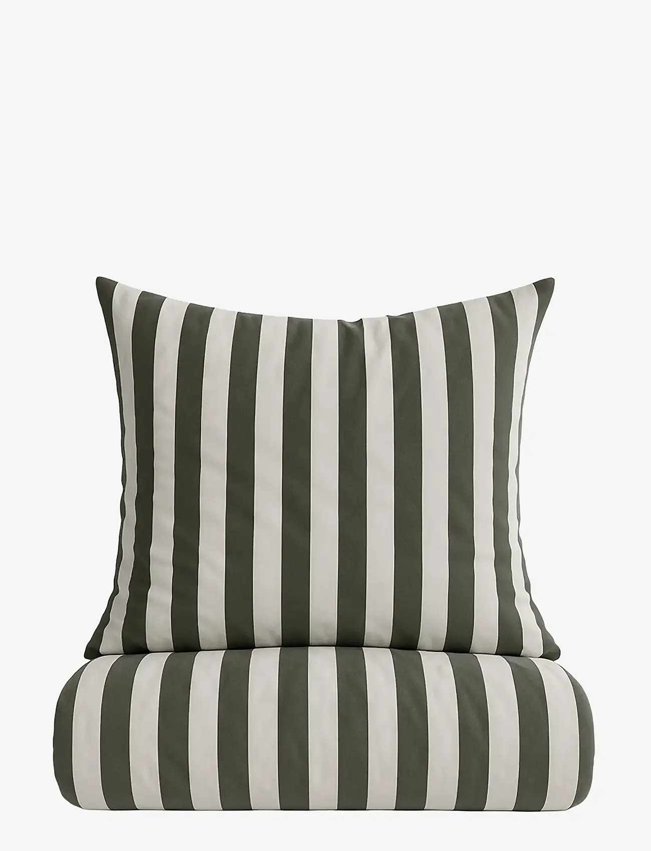 Omhu Organic bedding set - Block stripe - E-smaspäev - OLIVEN/SAND / khaki/green