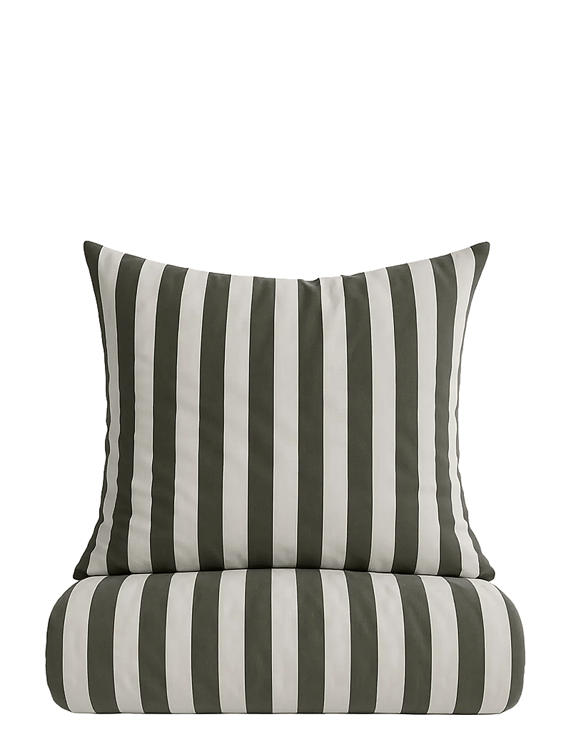 Omhu - Organic bedding set - Block stripe - voodiriiete komplektid - oliven/sand - 1