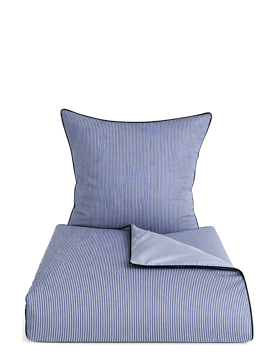 Omhu - Økologisk sengesæt - Pin stripe med piping - voodiriiete komplektid - ocean/sky - 1