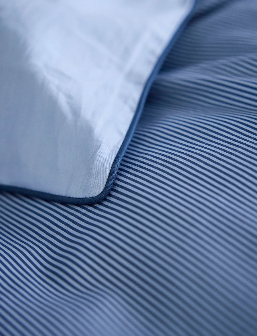Omhu - Økologisk sengesæt - Pin stripe med piping - voodiriiete komplektid - ocean/sky - 5