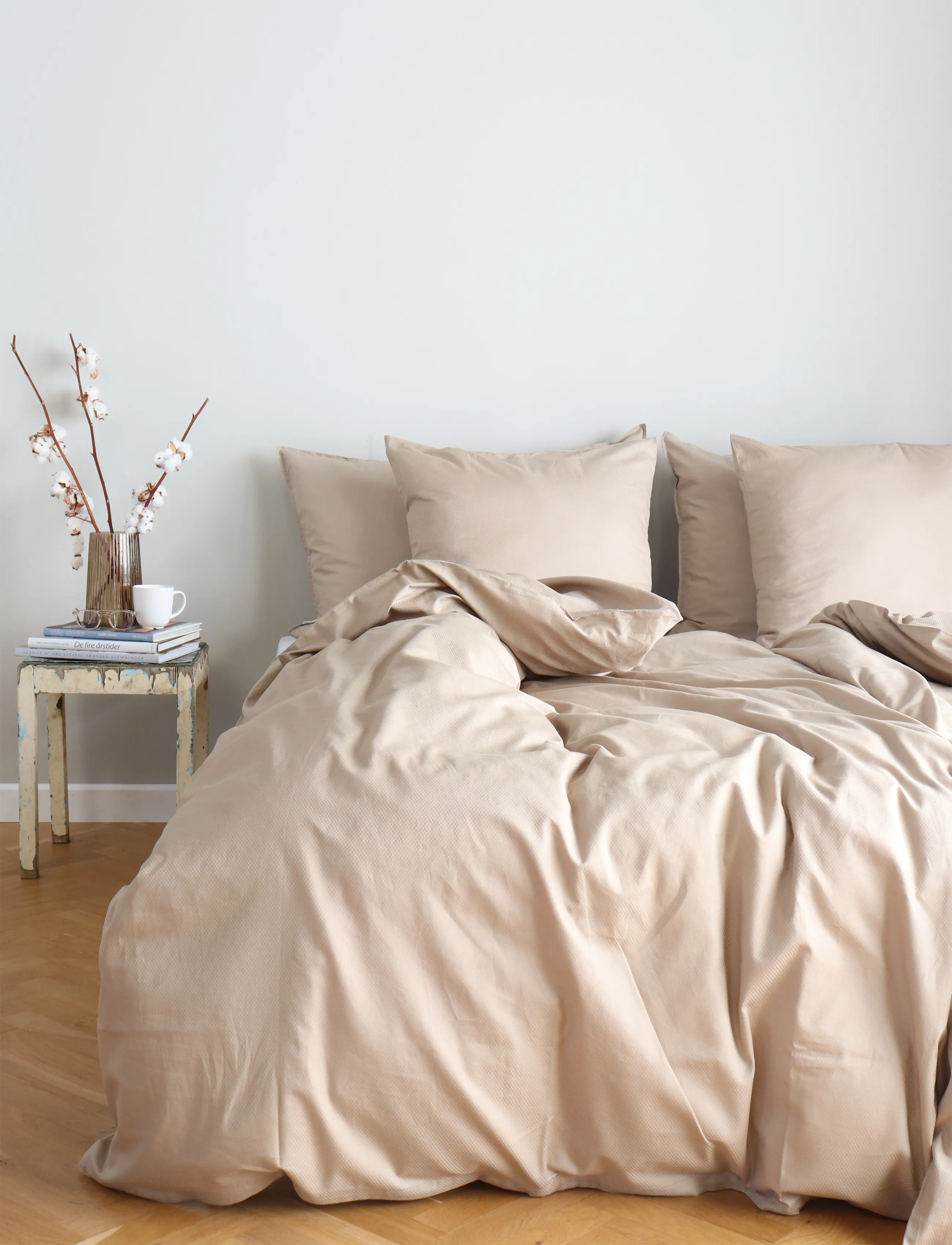 Omhu Økologisk Sengesæt - Micro Tern, 140X200 cm 60X63 cm, Beige, Sengetekstiler > Sengesæt, Unisex