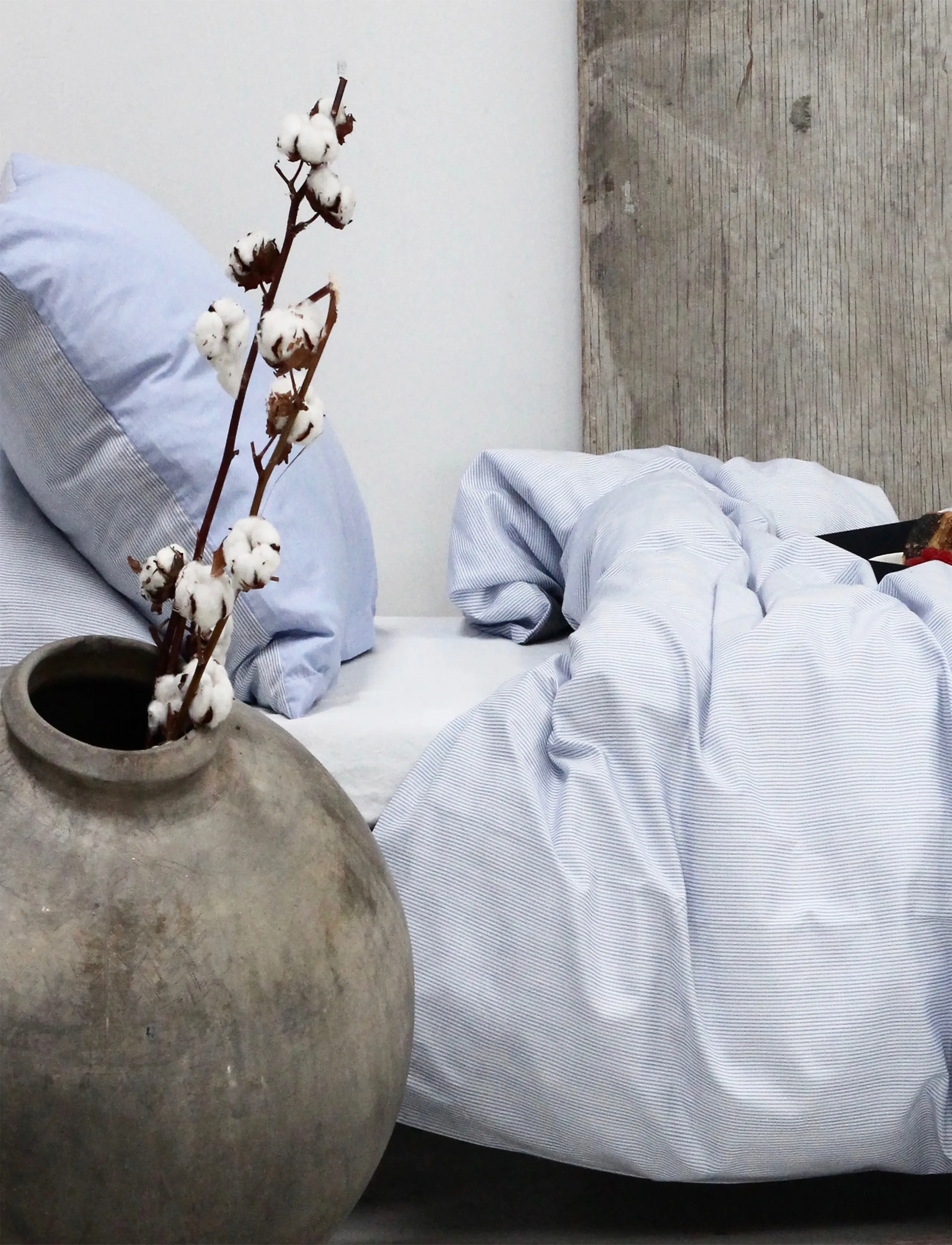 Omhu - Organic bedding set - Mini stripe - blÅ - 3