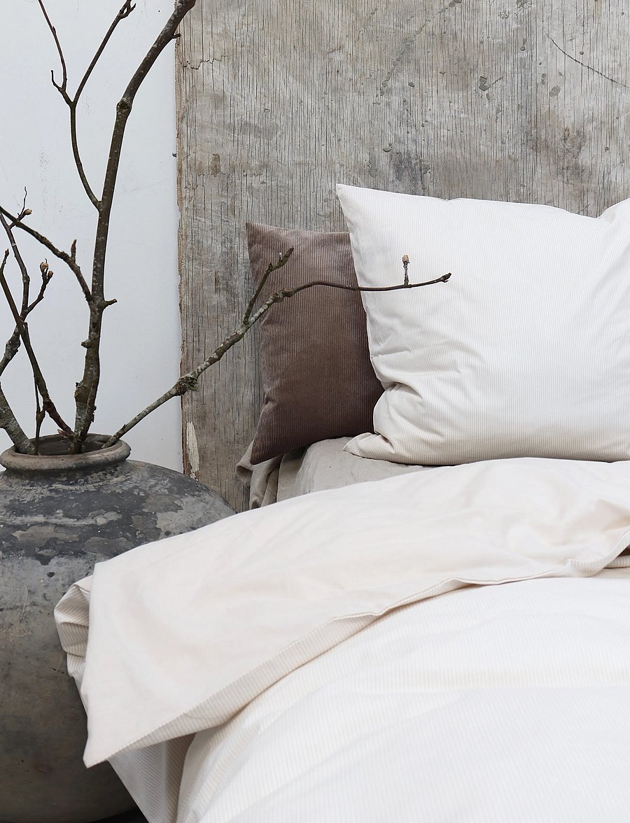 Omhu - Organic bedding set - Mini stripe - bettwäsche-set - sand - 0