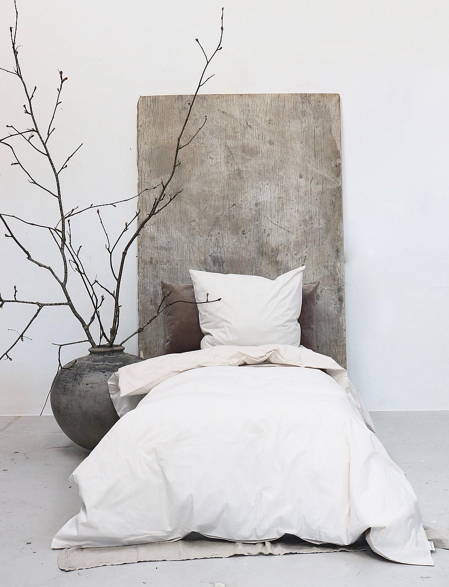 Omhu - Organic bedding set - Mini stripe - bettwäsche-set - sand - 3