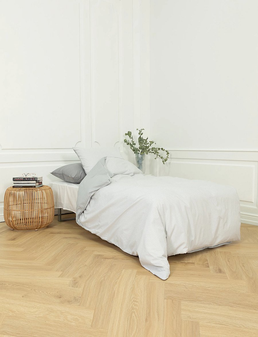 Omhu - Organic bedding set - Mini stripe - bettwäsche-set - lys grÅ - 2