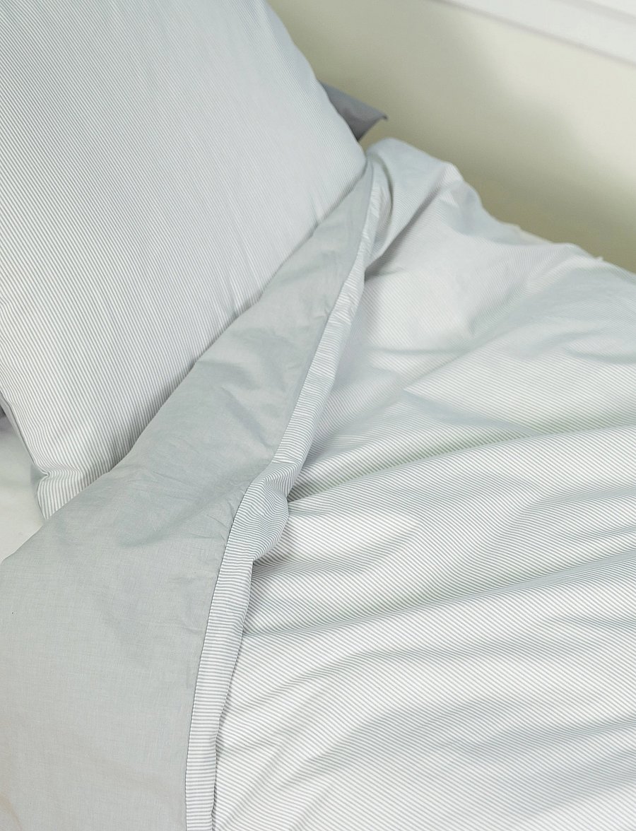 Omhu - Organic bedding set - Mini stripe - bettwäsche-set - lys grÅ - 4