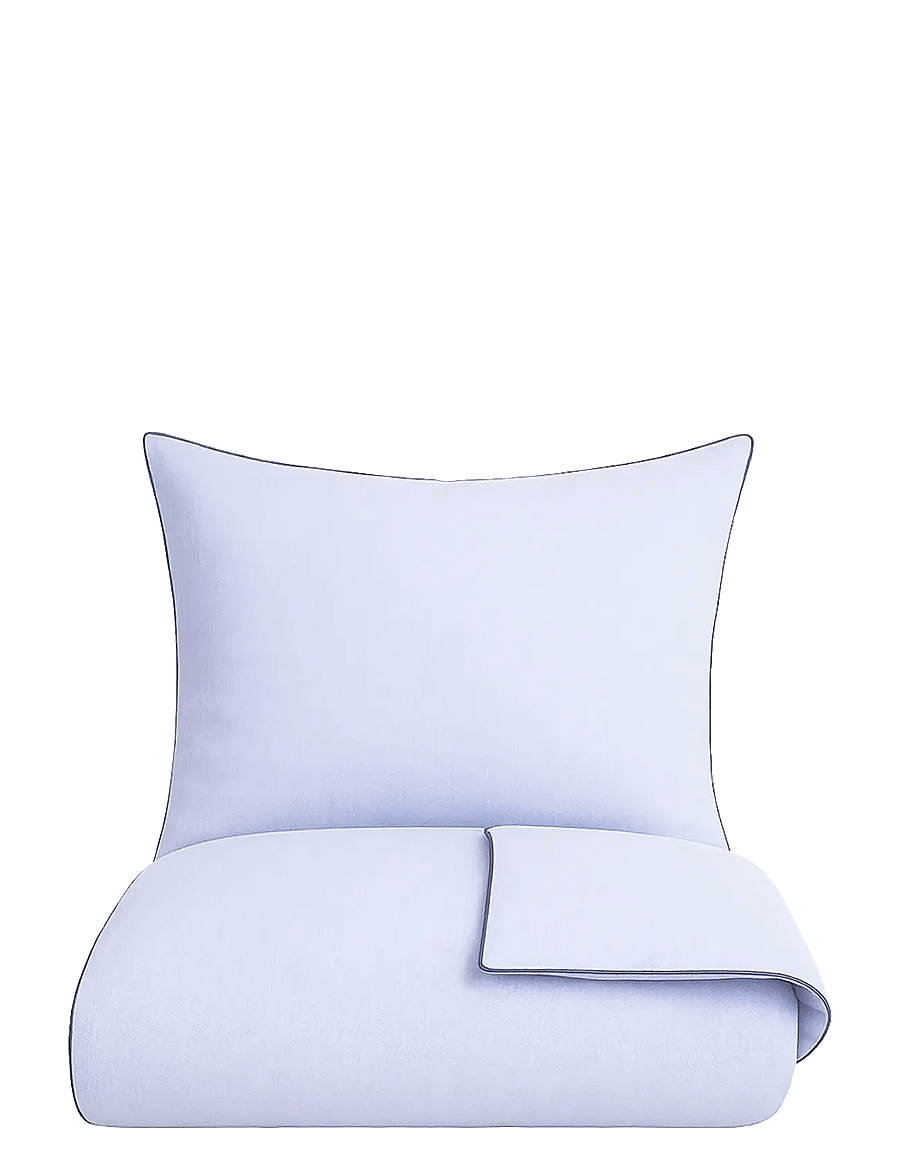Omhu - Organic bedding set - Chambre with contrast piping - bettwäsche-set - lys blÅ/navy piping - 1