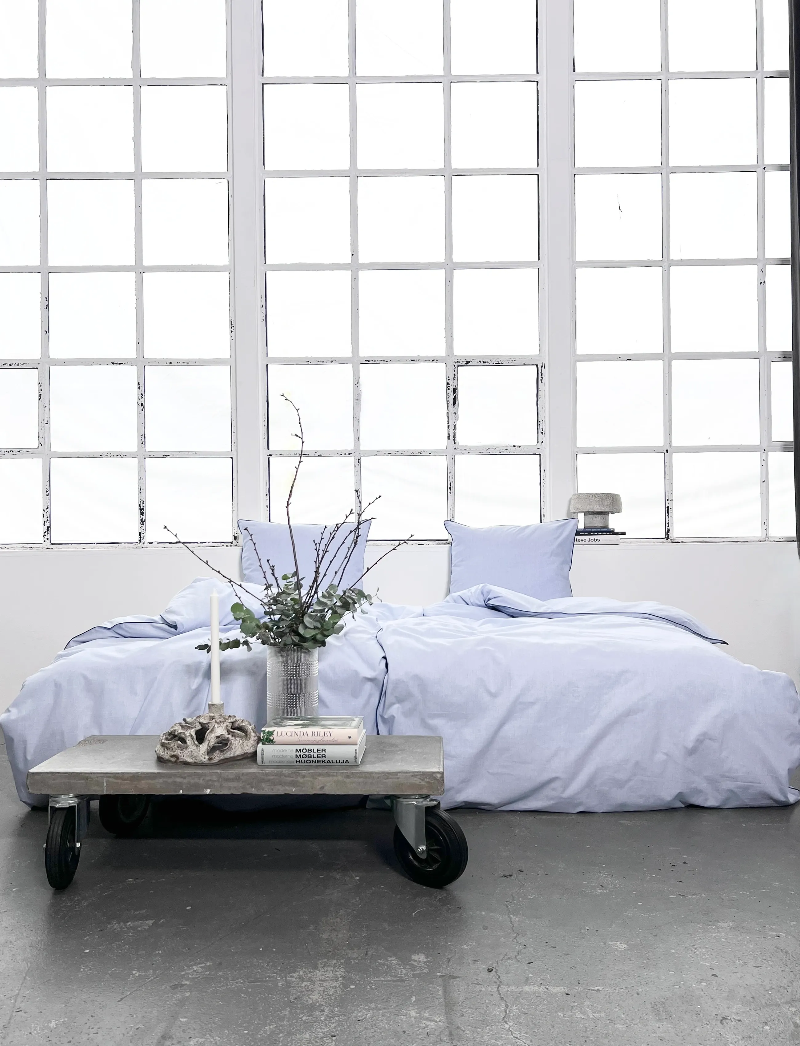Omhu Økologisk Sengesæt Chambre Med Kontrast Piping, 140X200 cm 60X63 cm, Bedtextiles, Blau - Bed Sets, Homeware