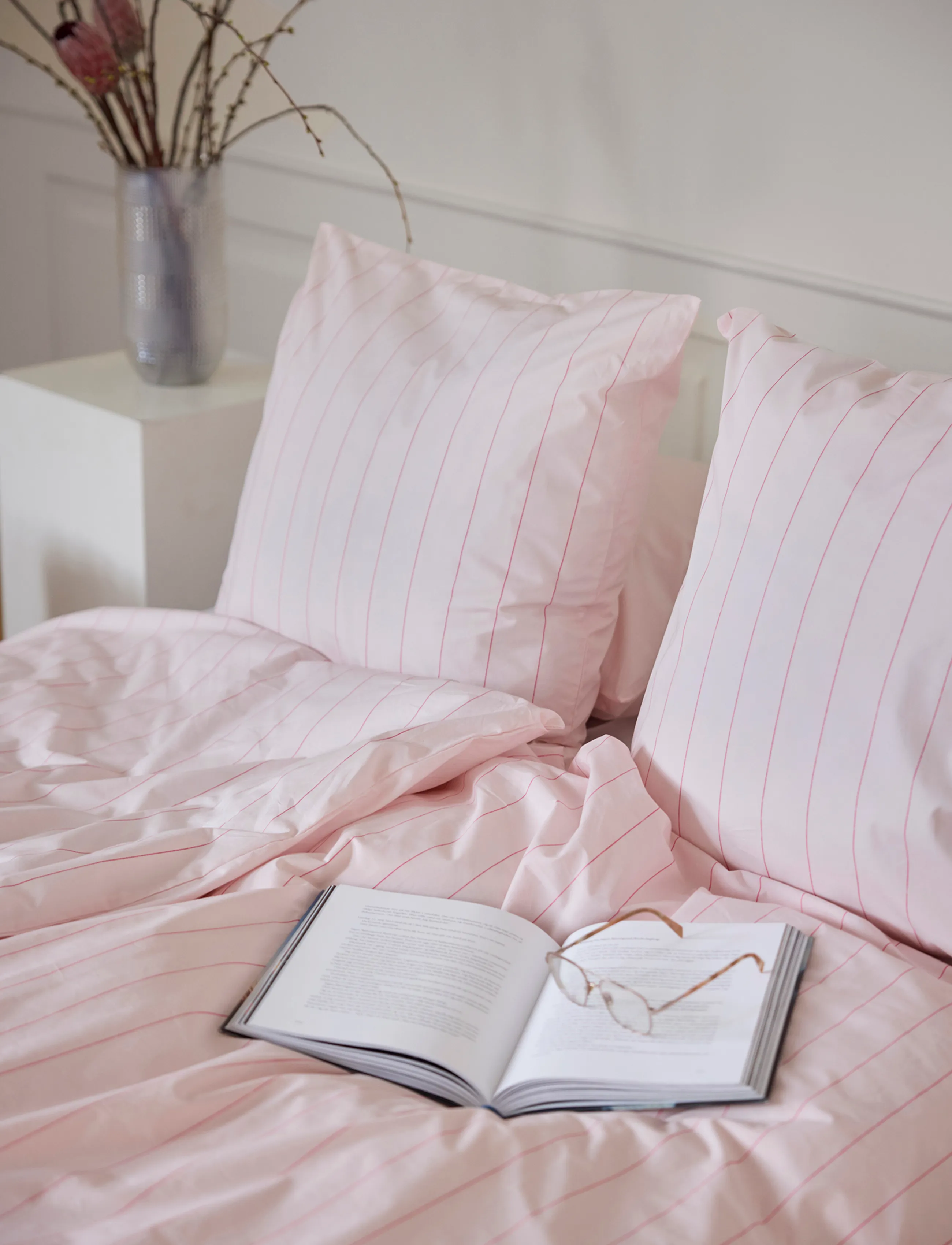 Omhu - Økologisk sengesæt - Needle stripe - bed sets - rose/pink - 0