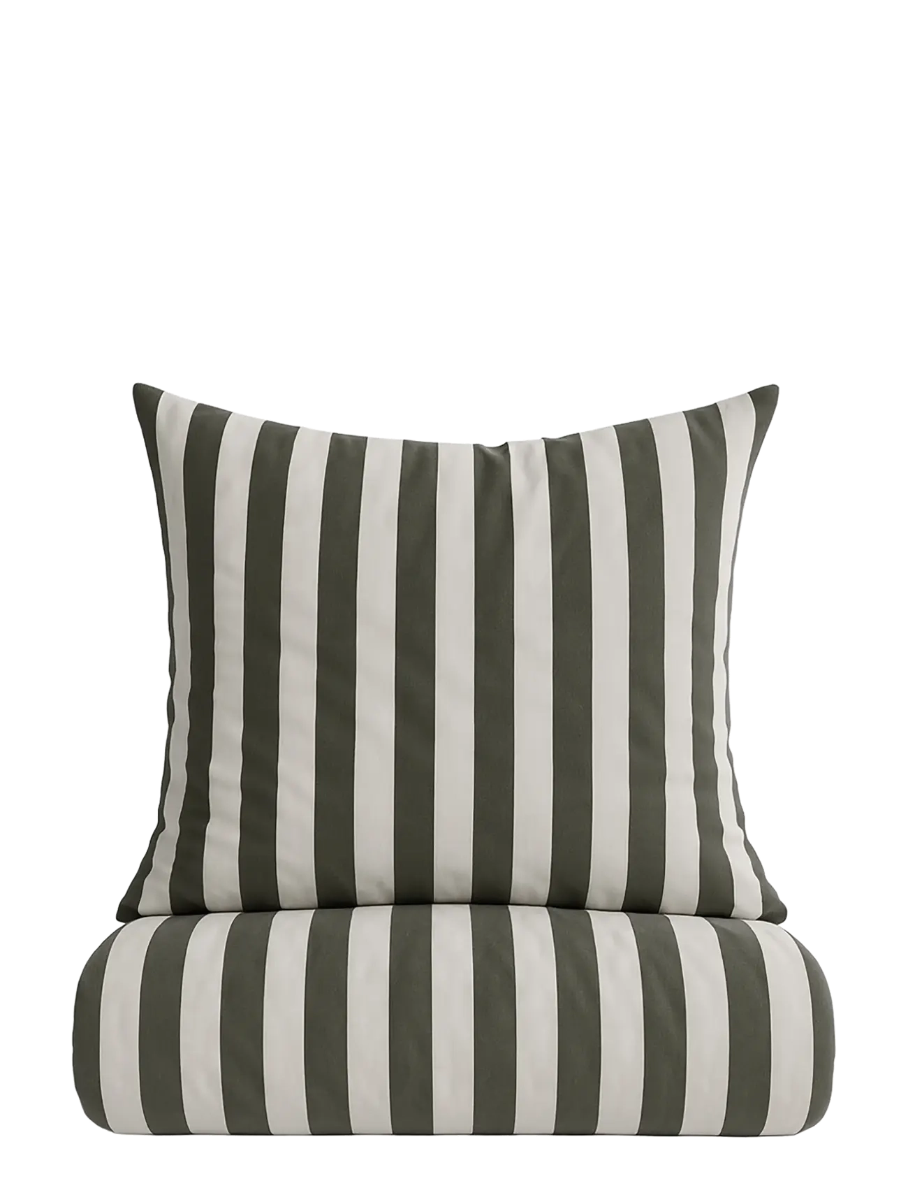 Omhu Organic bedding set - Block stripe - Bettwäsche - OLIVEN/SAND / khaki/green