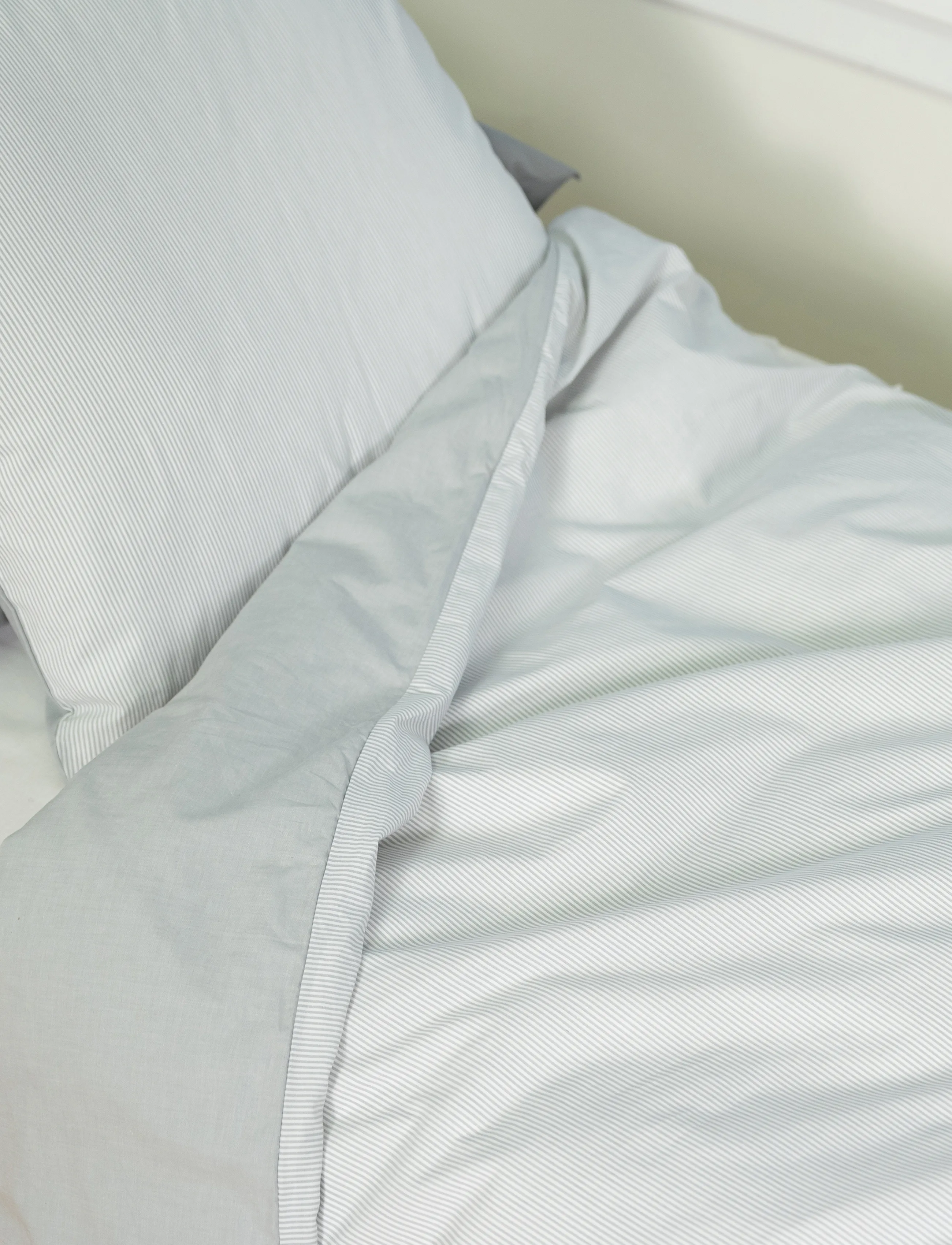 Omhu - Organic bedding set - Mini stripe - lys grÅ - 5