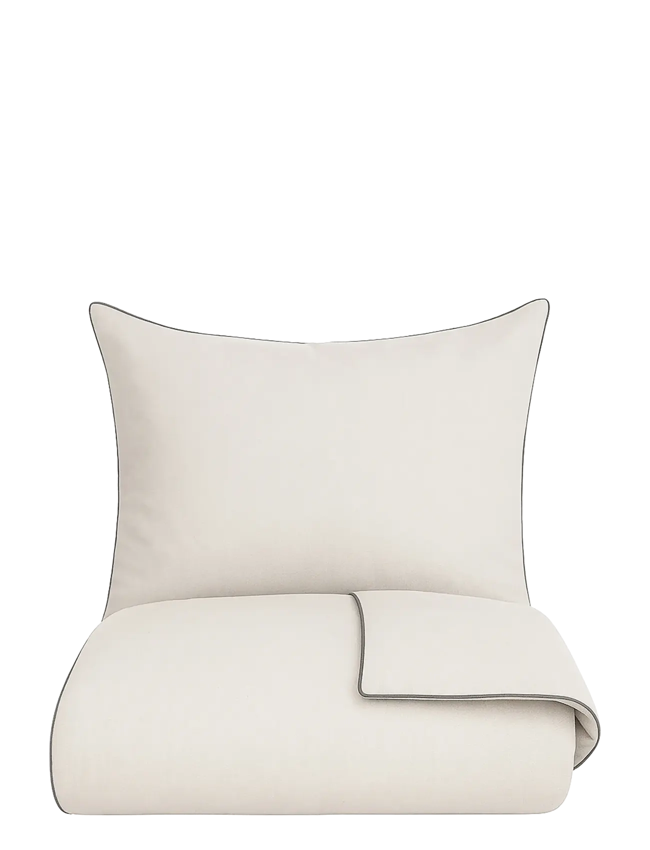 Omhu Ekologiskt sängset – Chambre med kontrastfärgad kantband - Omhu - SAND/OLIVEN PIPING / beige
