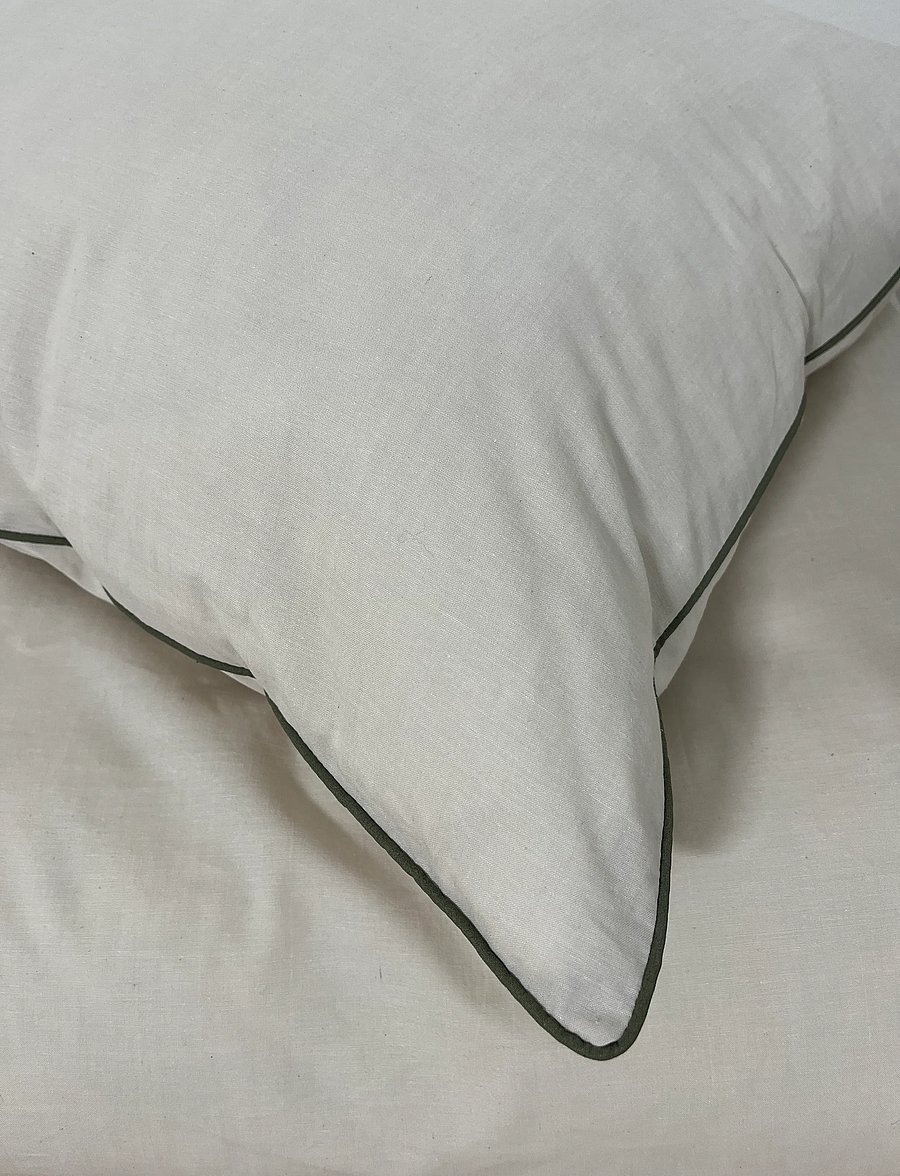 Omhu - Organic bedding set - Chambre with contrast piping - bettwäsche-set - sand/oliven piping - 3