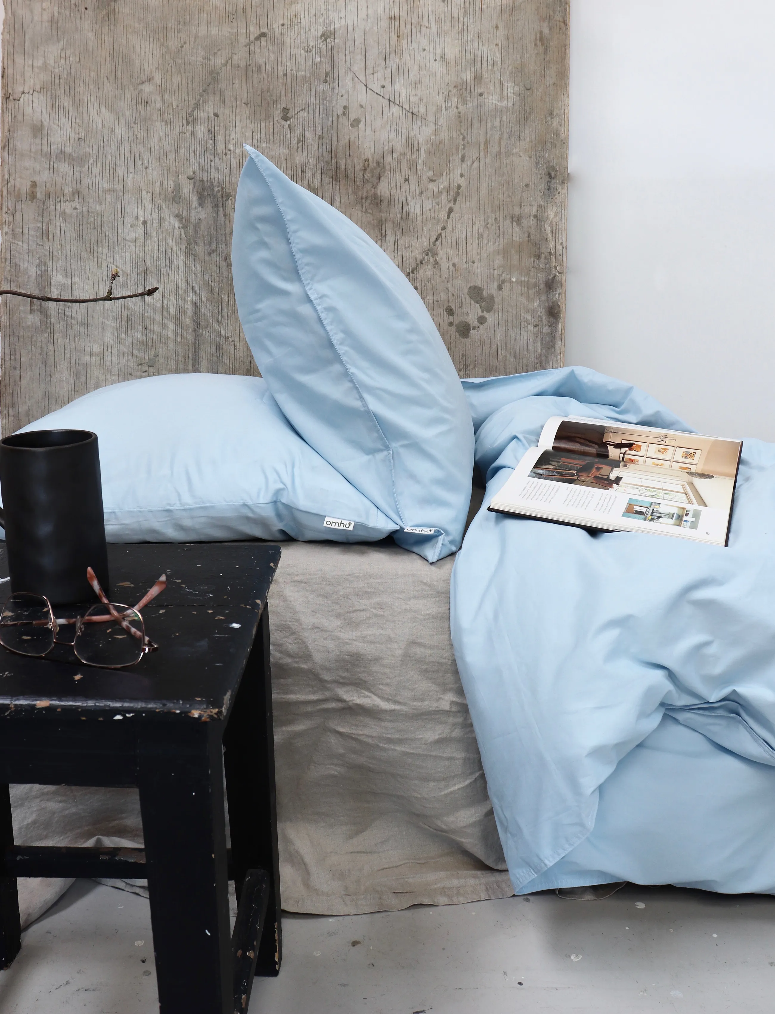 Omhu Økologisk Sengesæt - Percale, 140X220 cm 60X63 cm, Blue, Sengetekstiler > Sengesæt, Unisex
