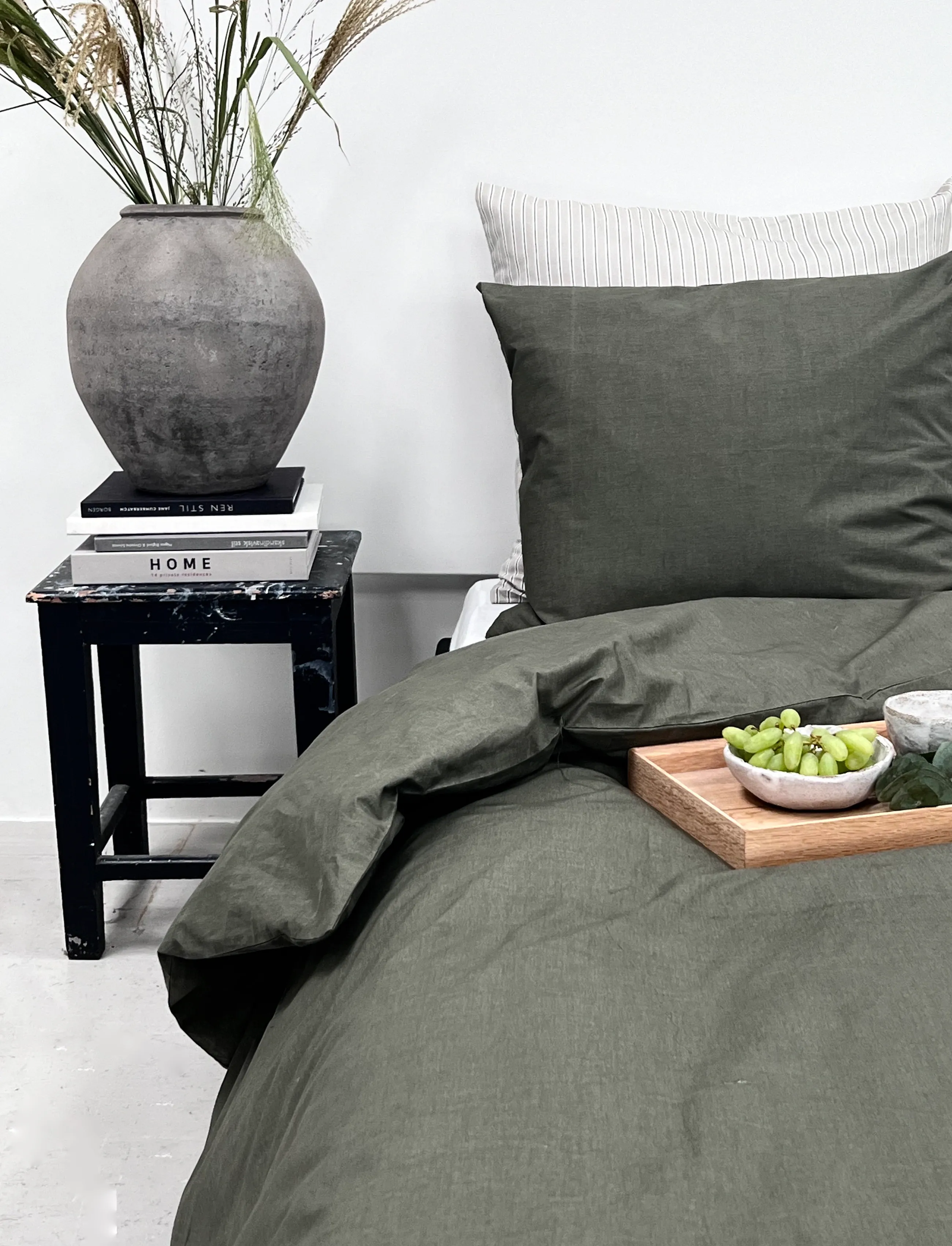Omhu - Organic bedding set - Percale - bettwäsche-set - oliven - 2