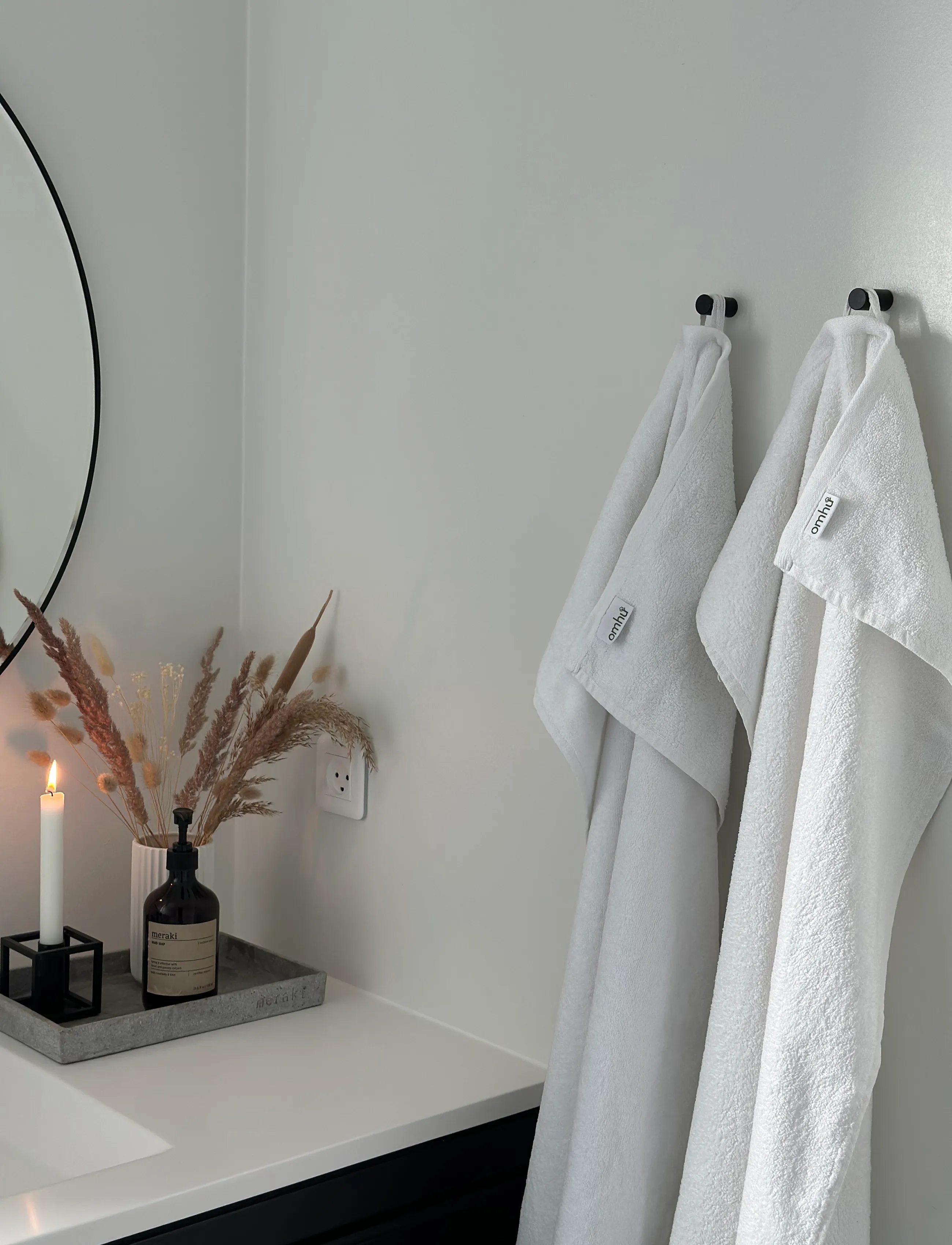 Omhu Økologisk Håndklæde - Frotté/Velour, 50X100 cm, White, Håndklæder Og Badehåndklæder > Håndklæder, Unisex