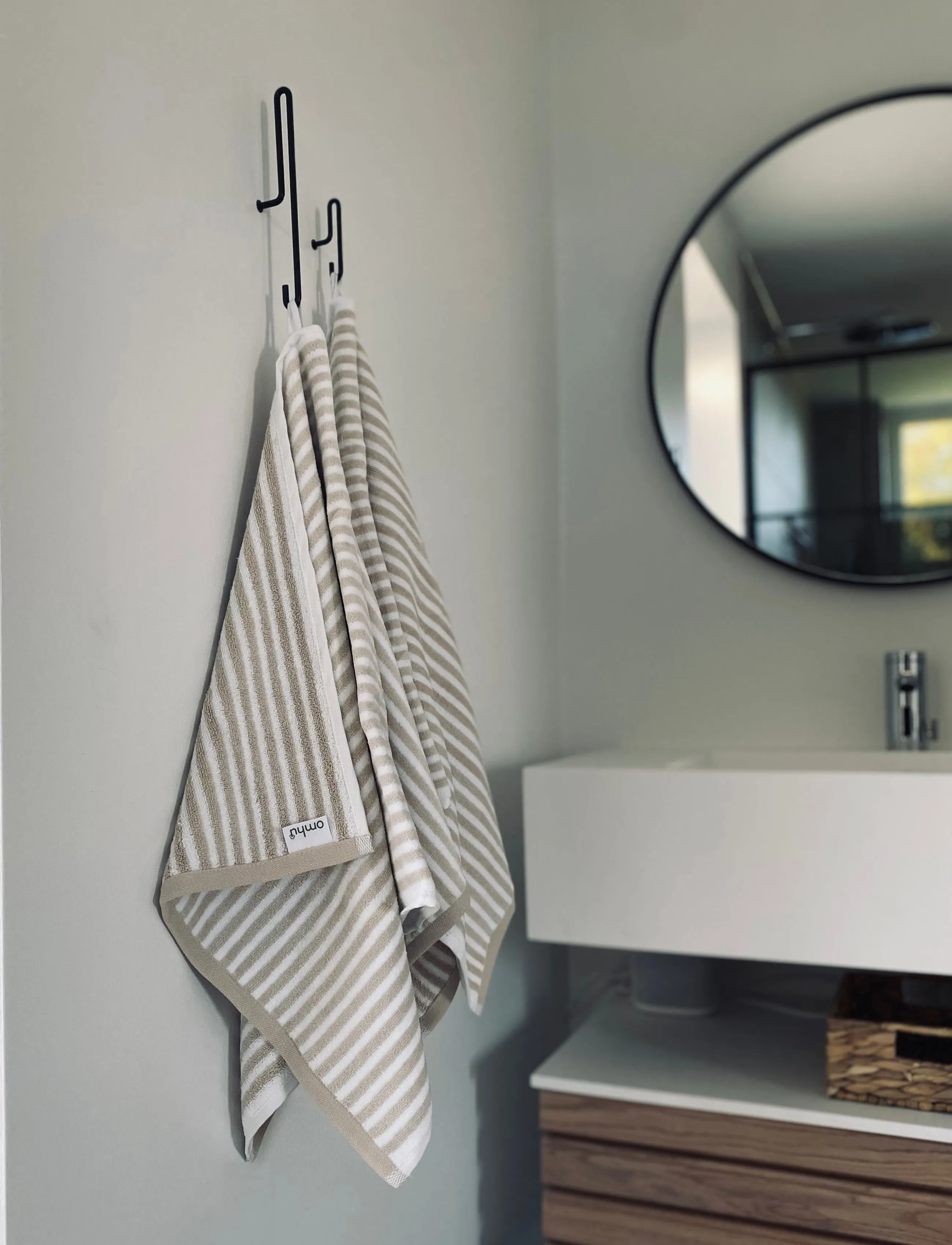 Omhu - Organic striped towel - Terry/velour - sand strib - 3