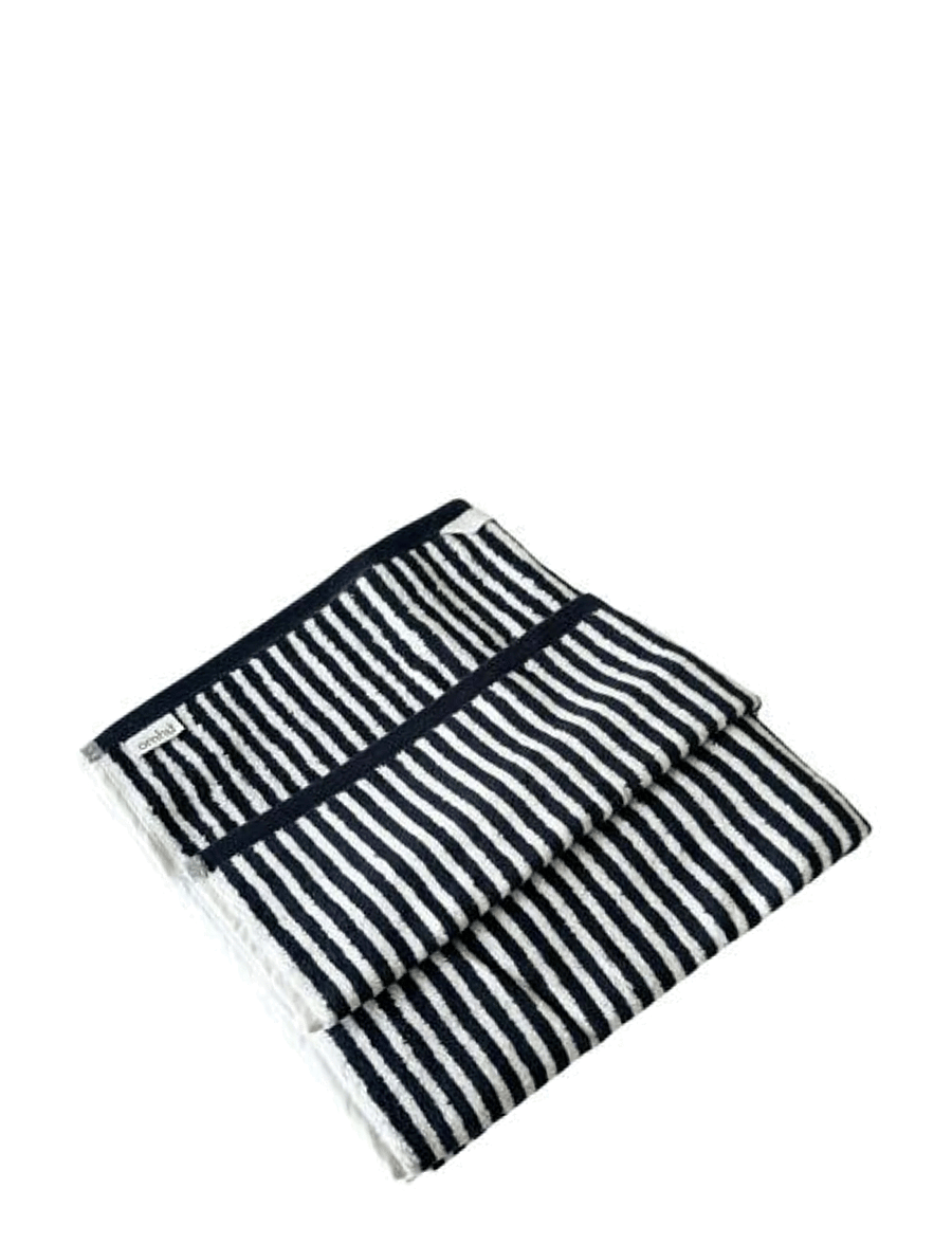 Omhu - Organic striped towel - Terry/velour - navy strib - 1