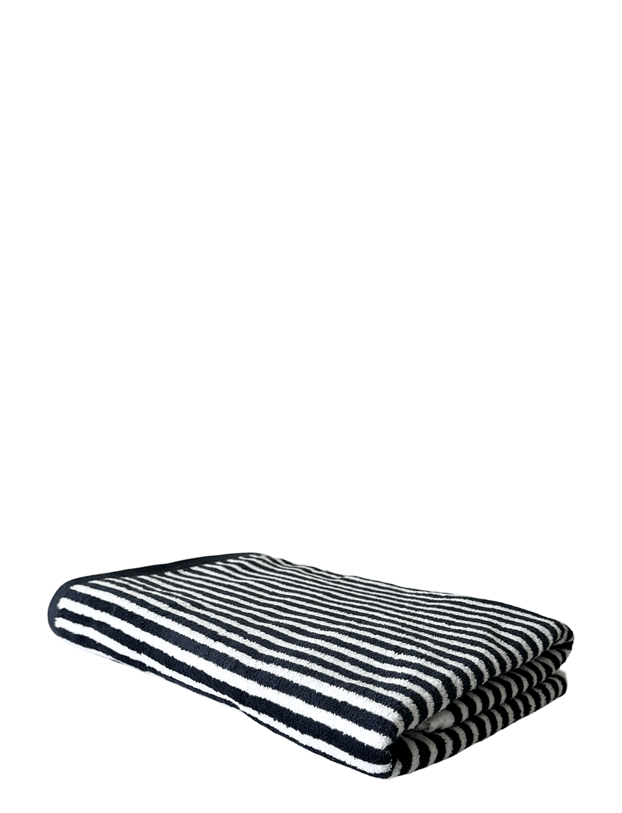 Omhu - Organic striped towel - Terry/velour - navy strib - 2